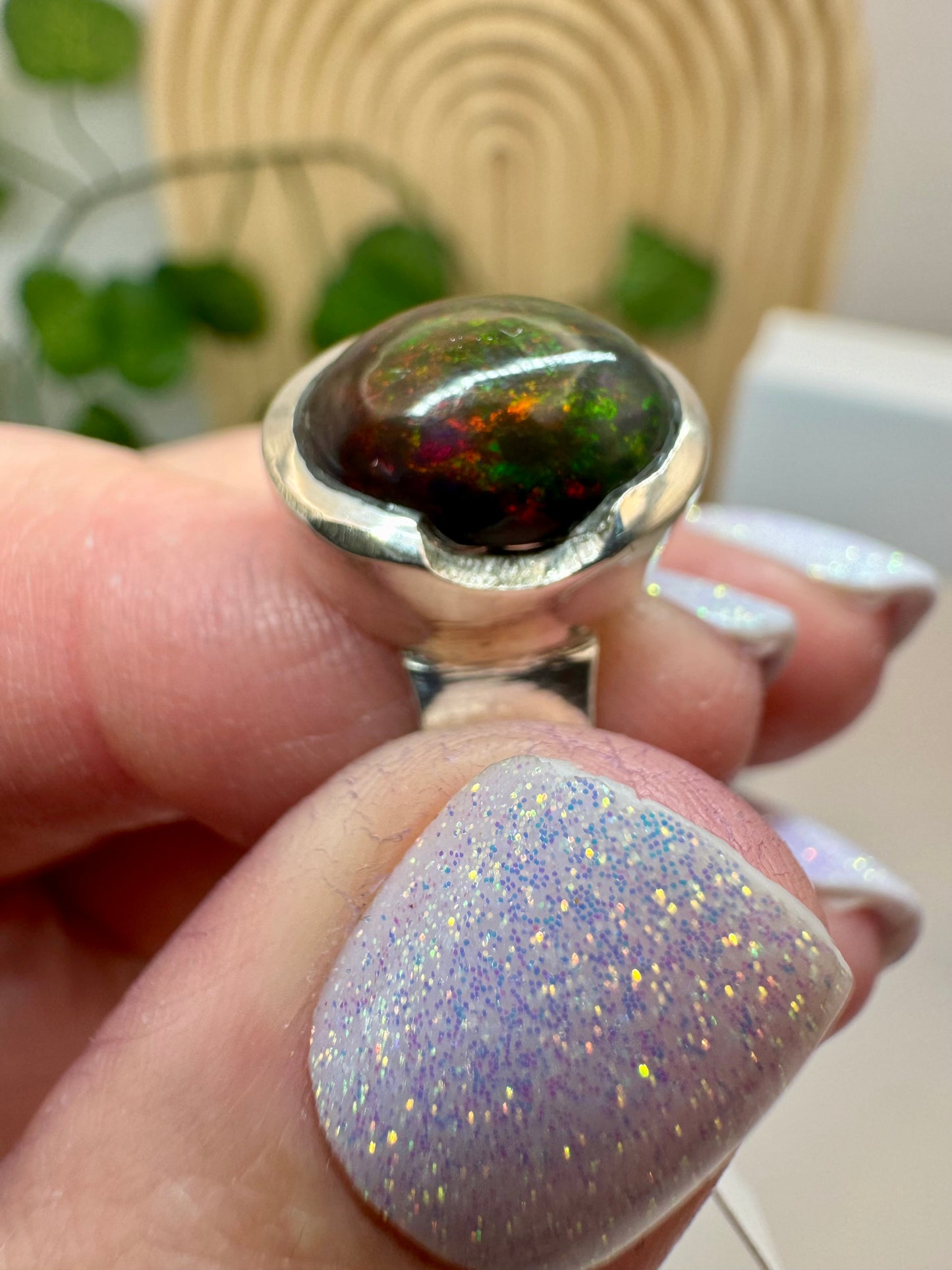 Bague Opale Noire taille 52