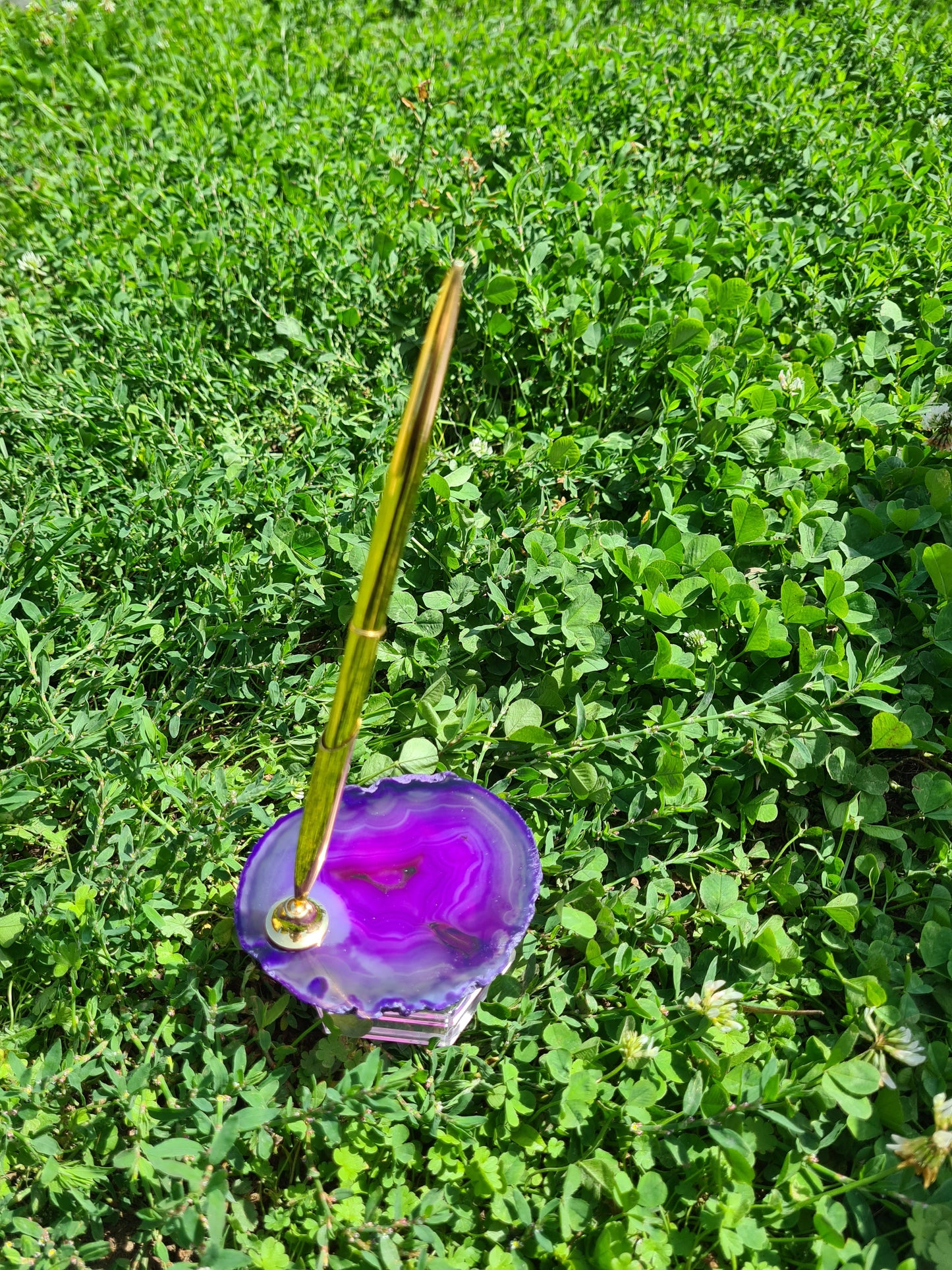 Porte stylo en Agate teintée Violette
