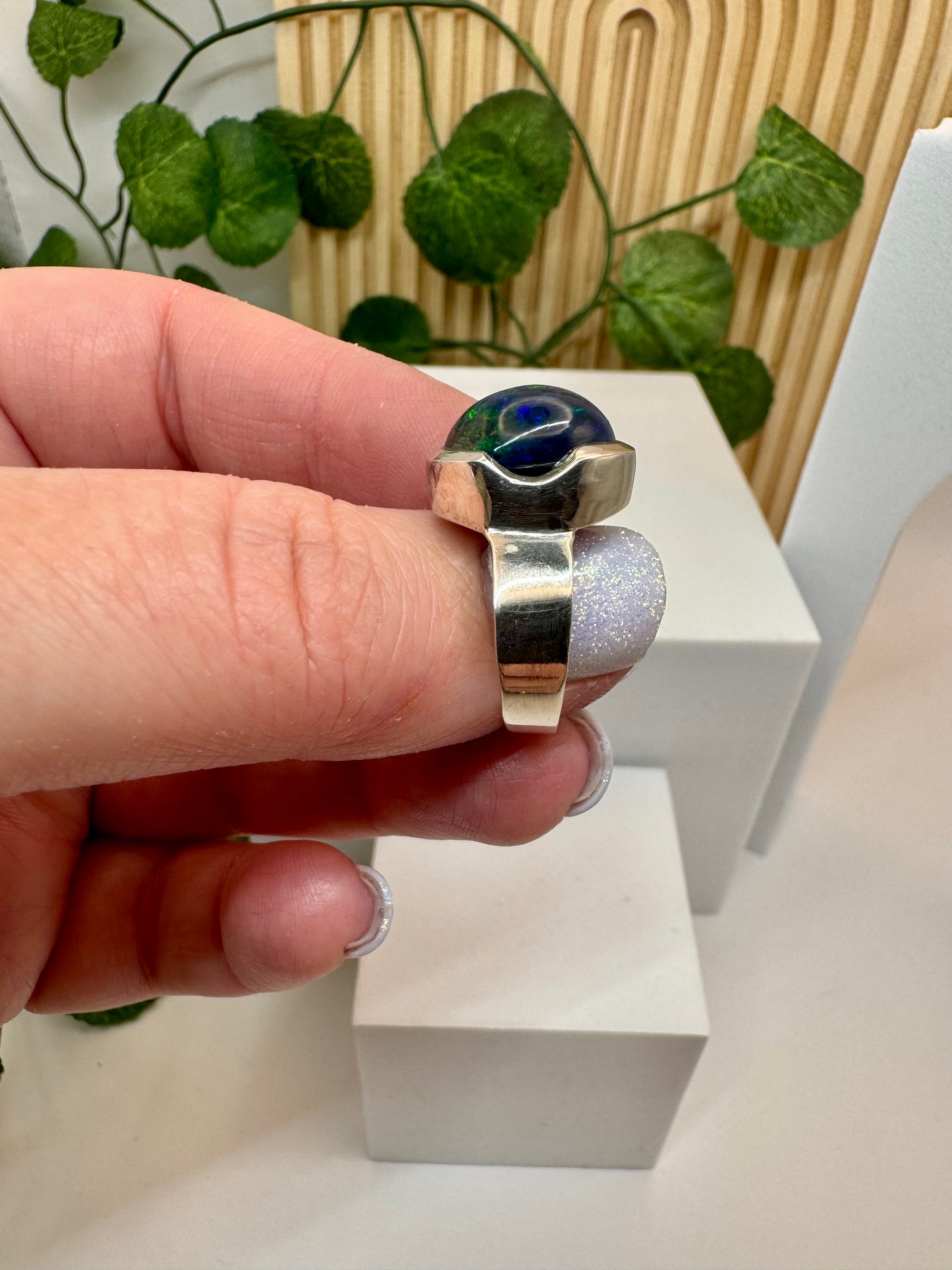 Bague Opale Noire taille 54