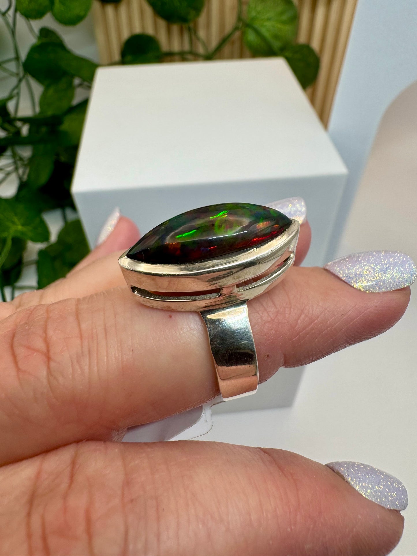 Bague Opale Noire taille 54