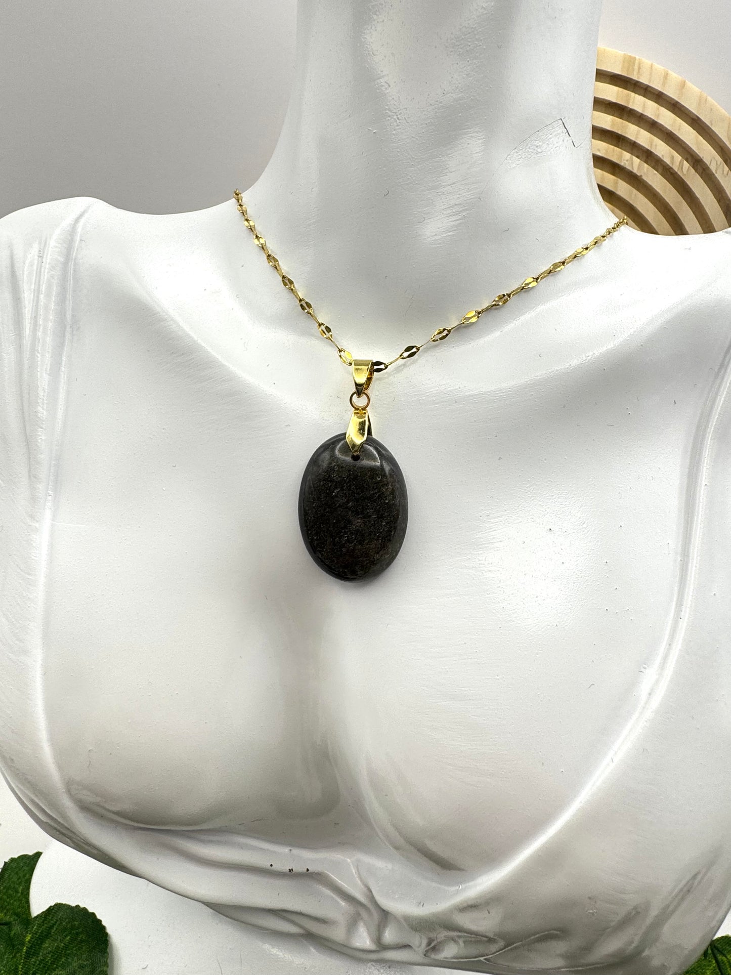 Pendentif Obsidienne Doré