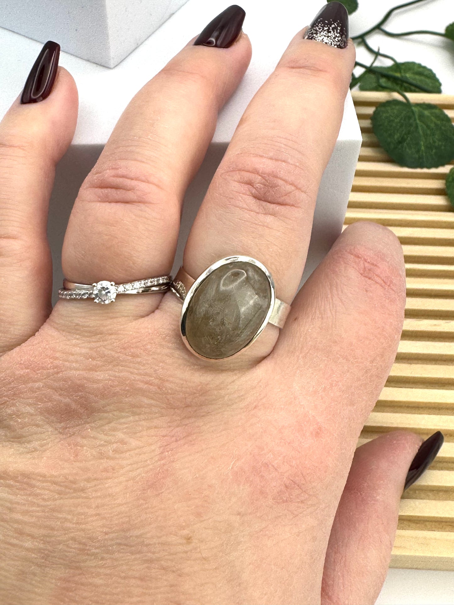 Bague Quartz Rutile Doré Fumé