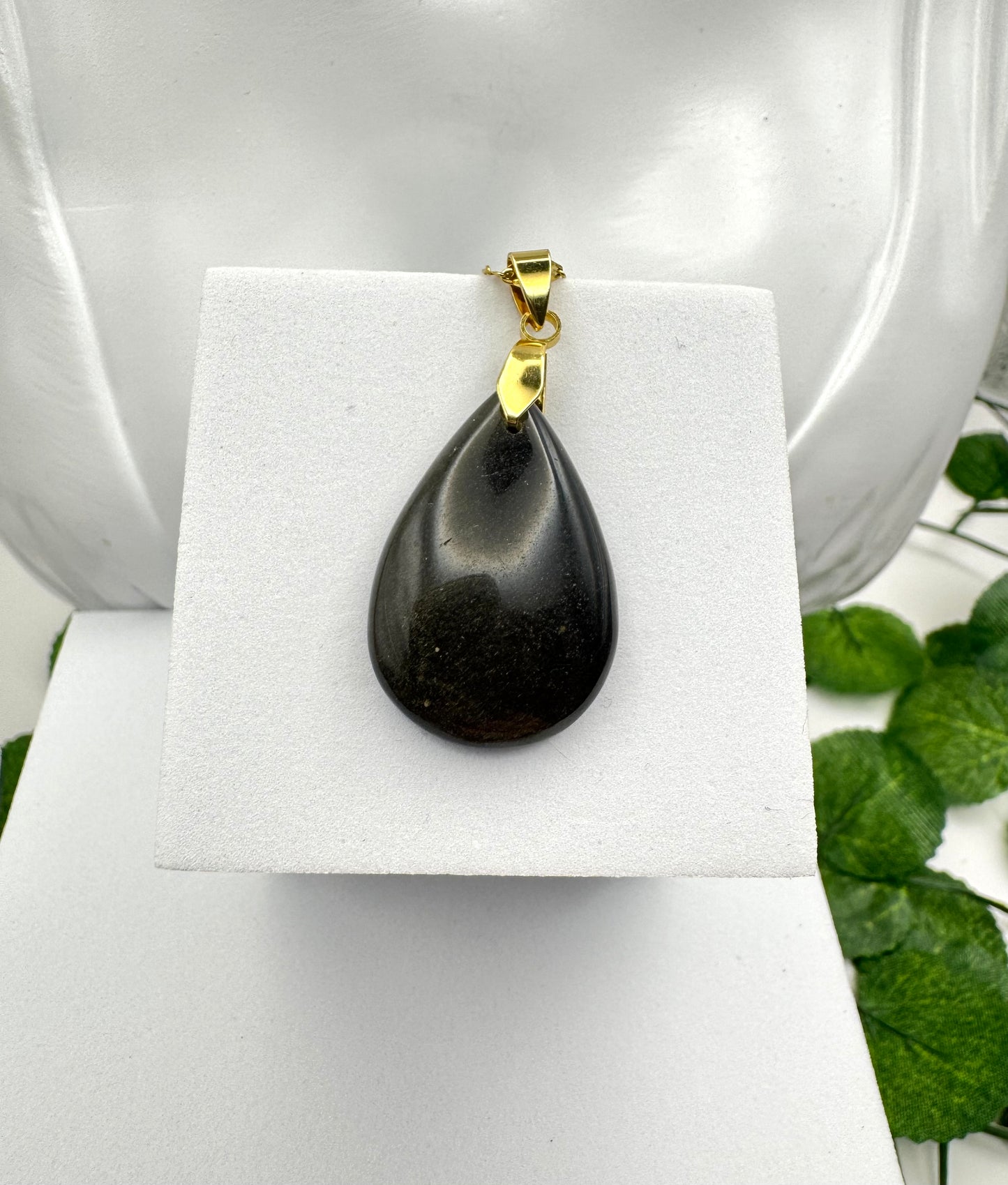 Pendentif Obsidienne Doré
