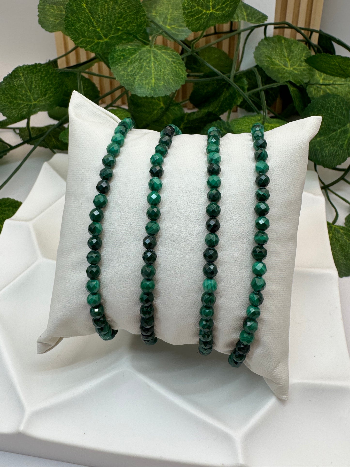 Bracelet Malachite facetté 4mm