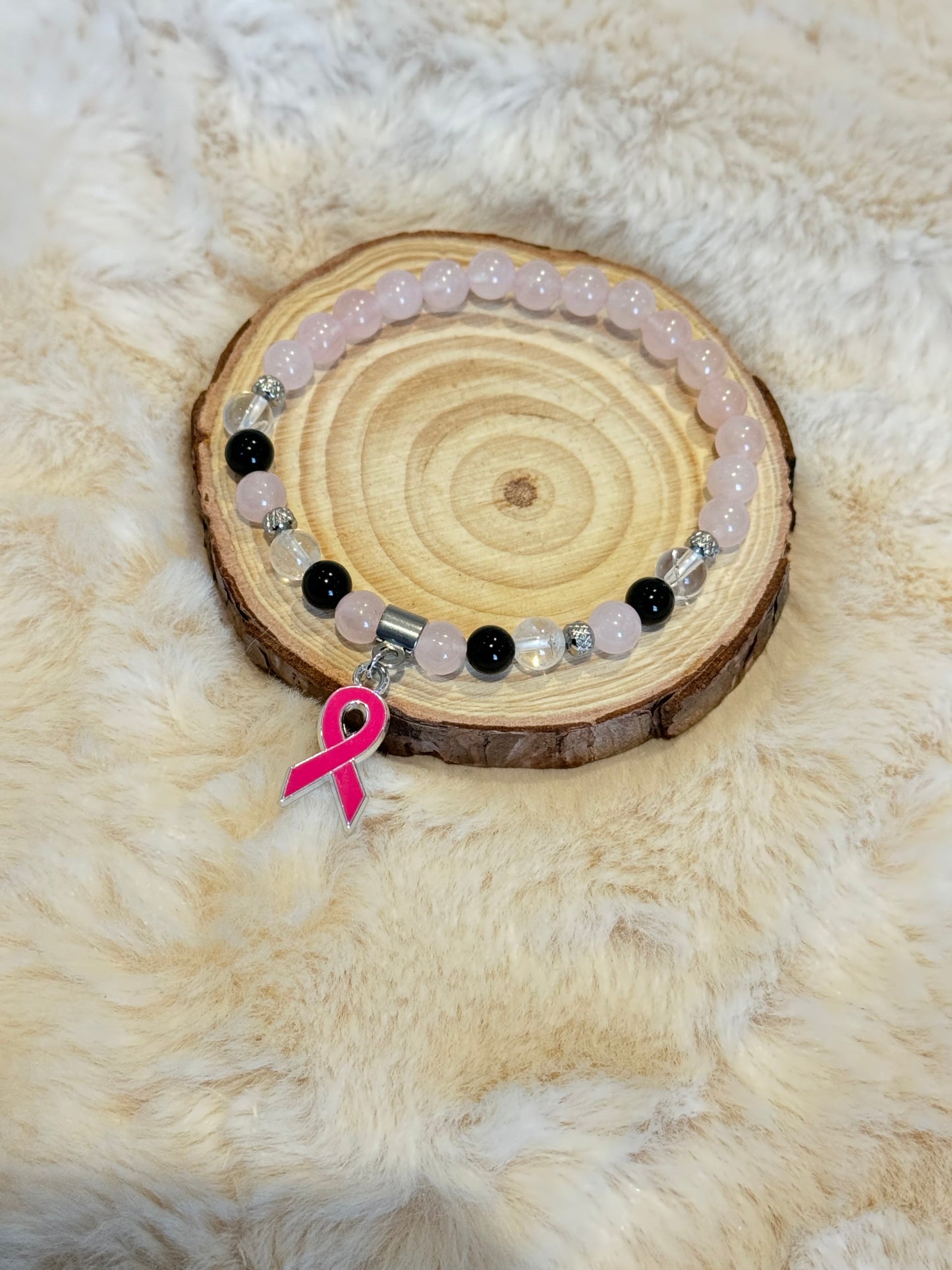 Bracelet Octobre Rose "Pensées Positives"🌸6mm