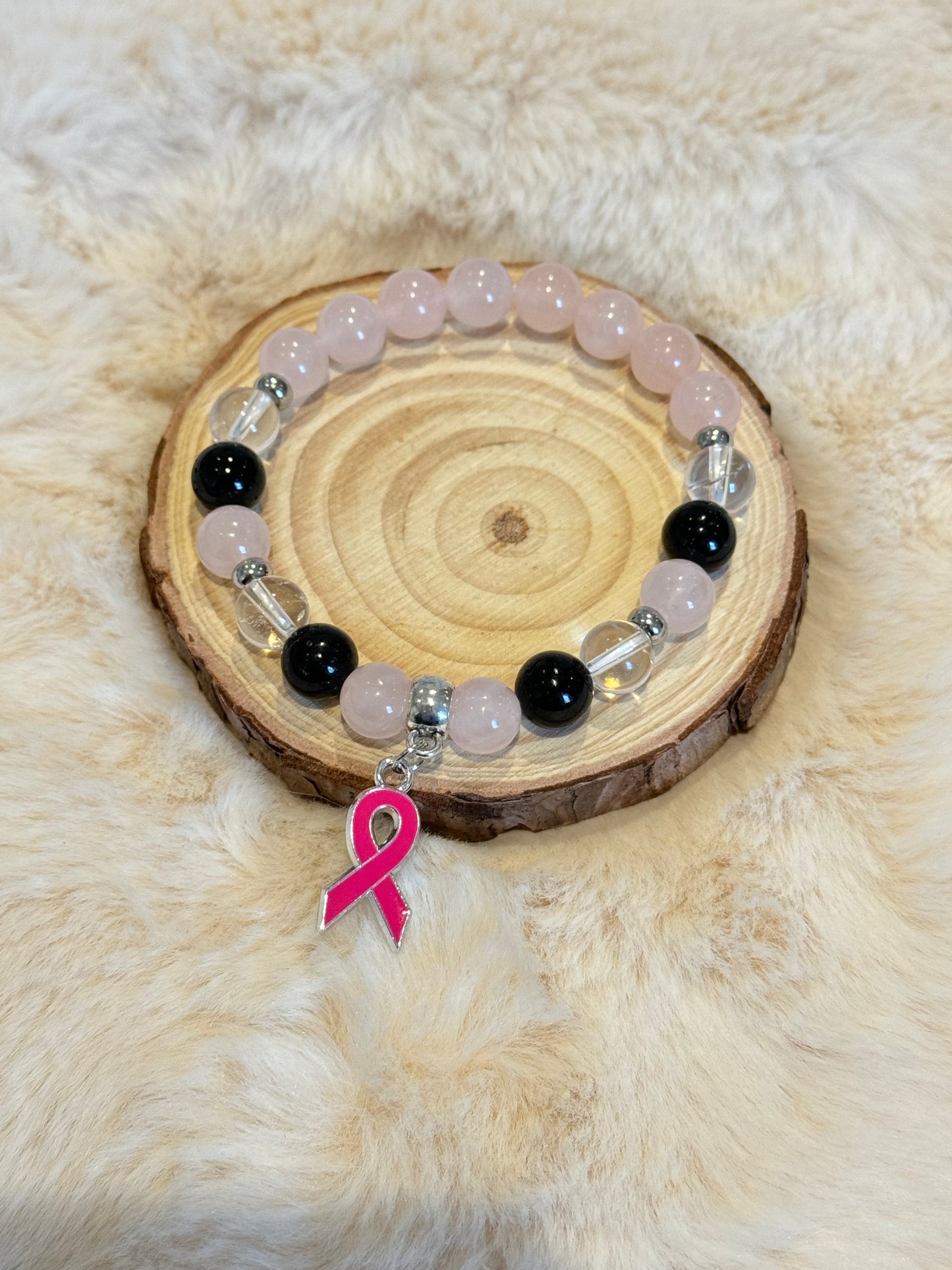 Bracelet octobre rose "pensées positives"🌸8mm