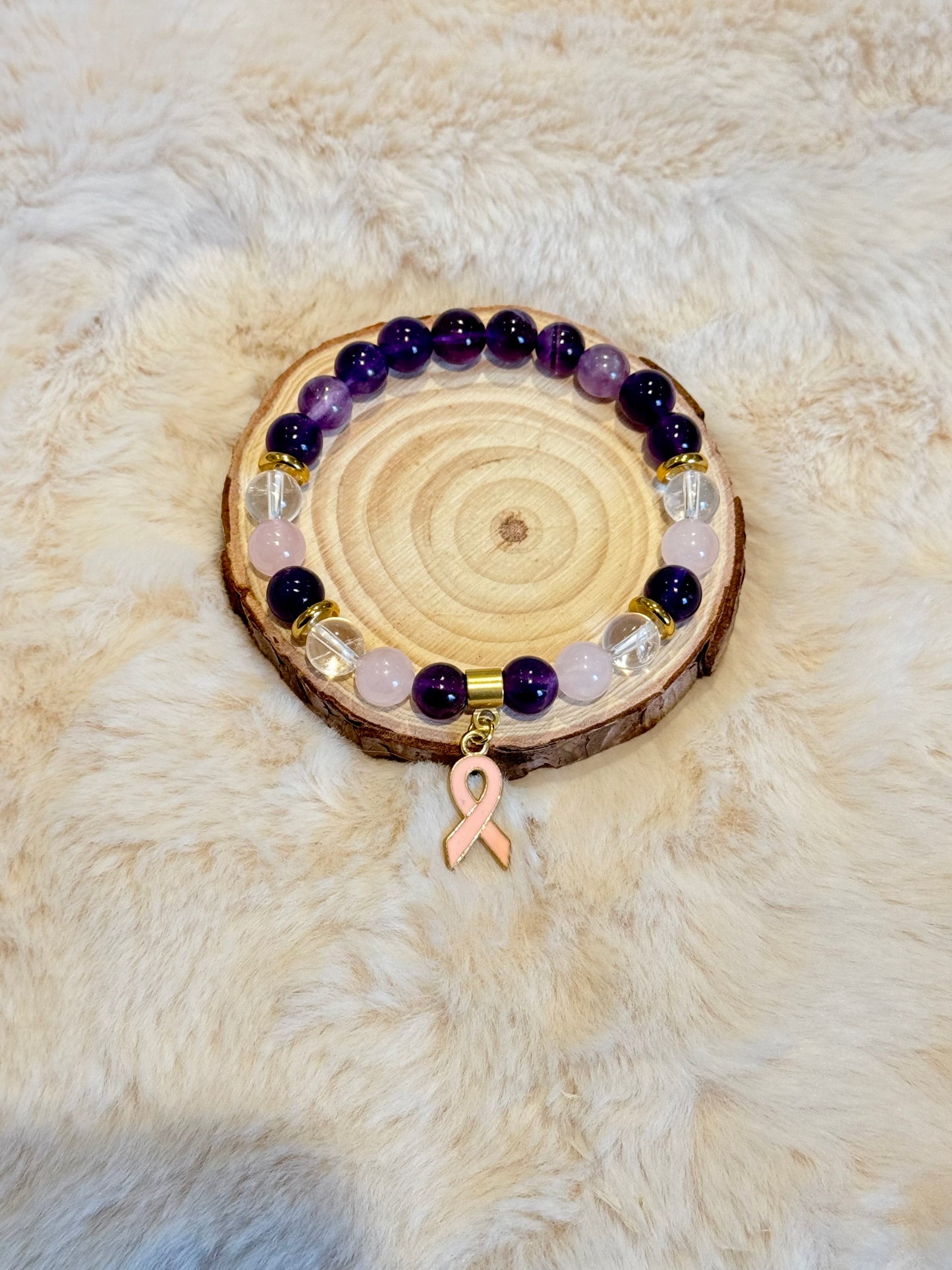 Bracelet Octobre Rose "Sérénité et amour"🌸8mm