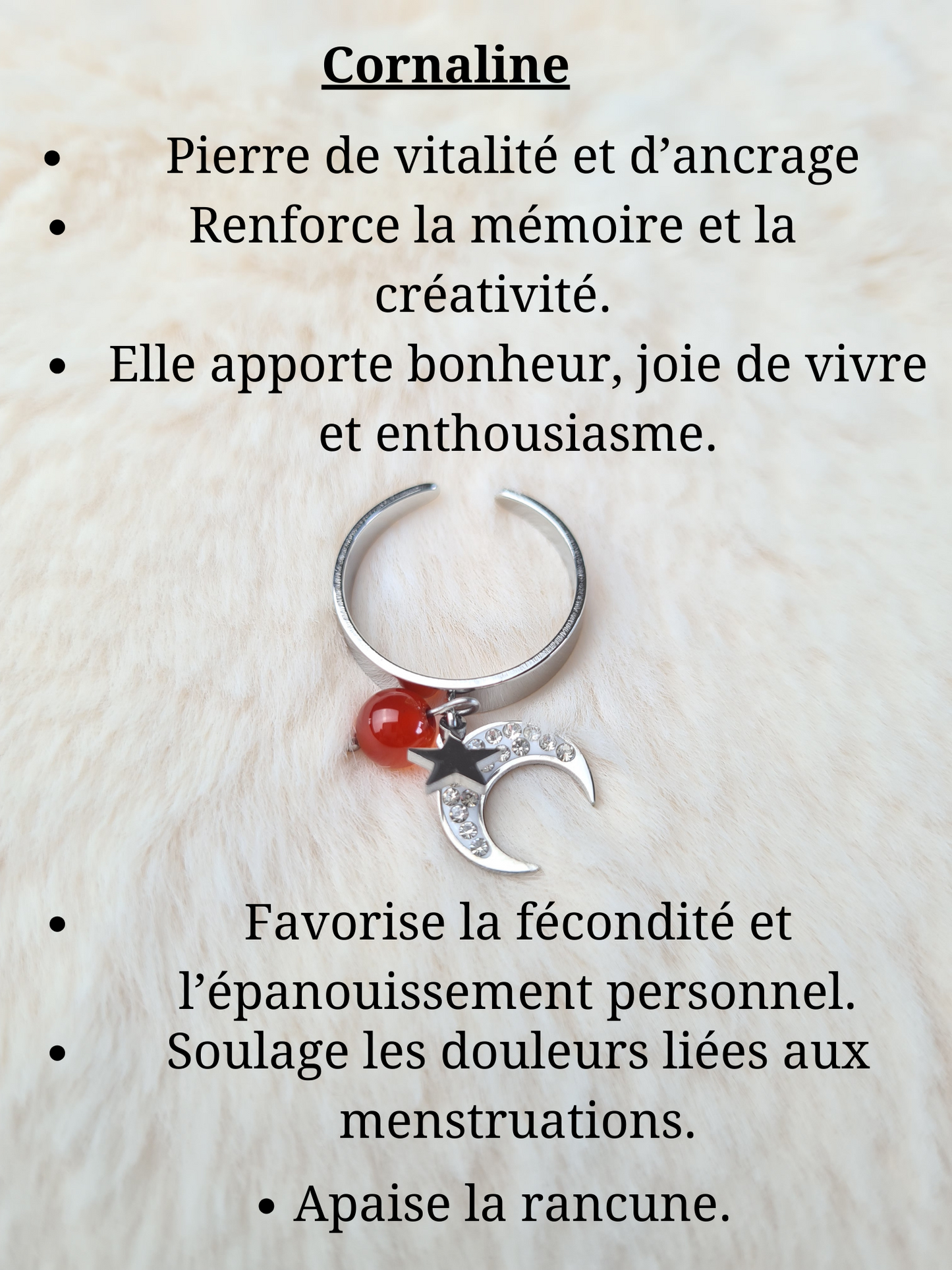 Bagues personnalisables Lune avec Strass et étoile en acier inoxydable