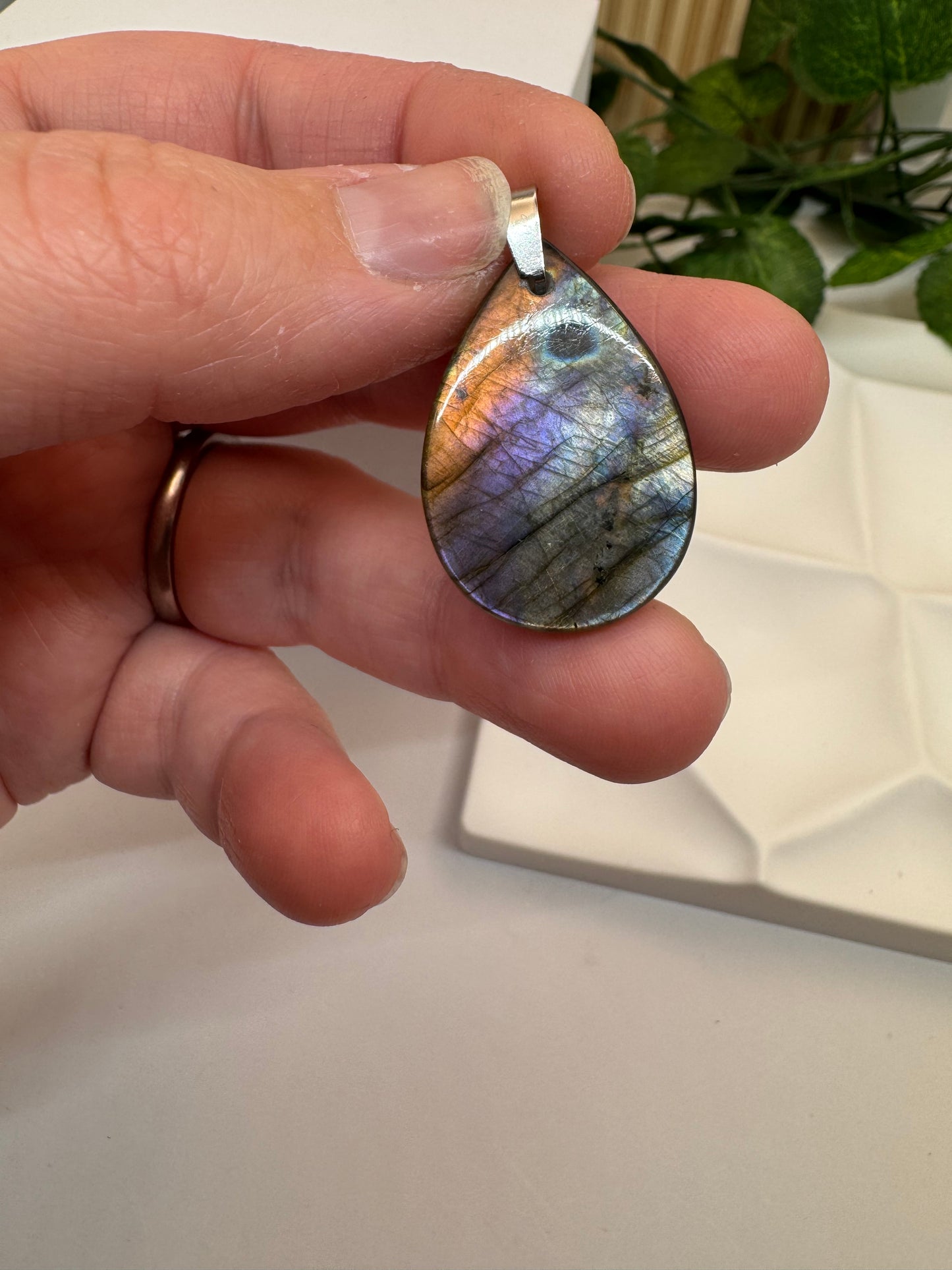 Pendentif Labradorite Multicolore