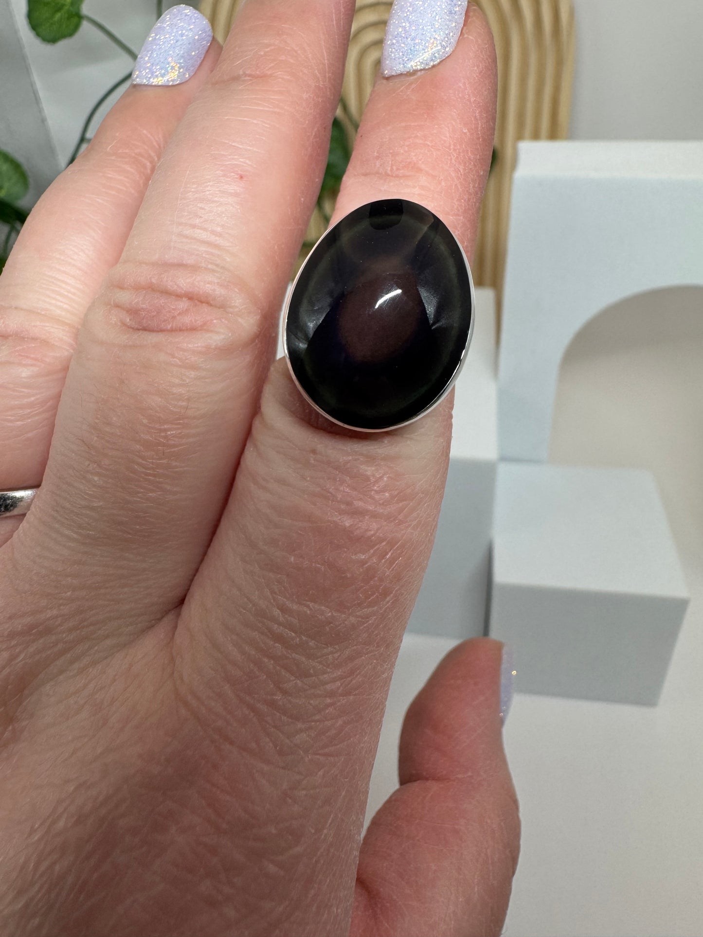 Bague réglable Obsidienne Œil Céleste