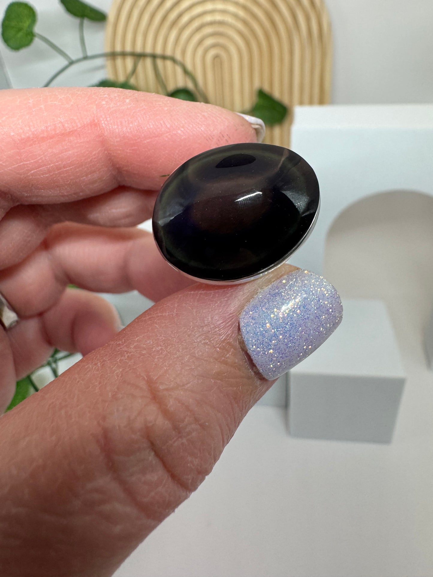 Bague réglable Obsidienne Œil Céleste