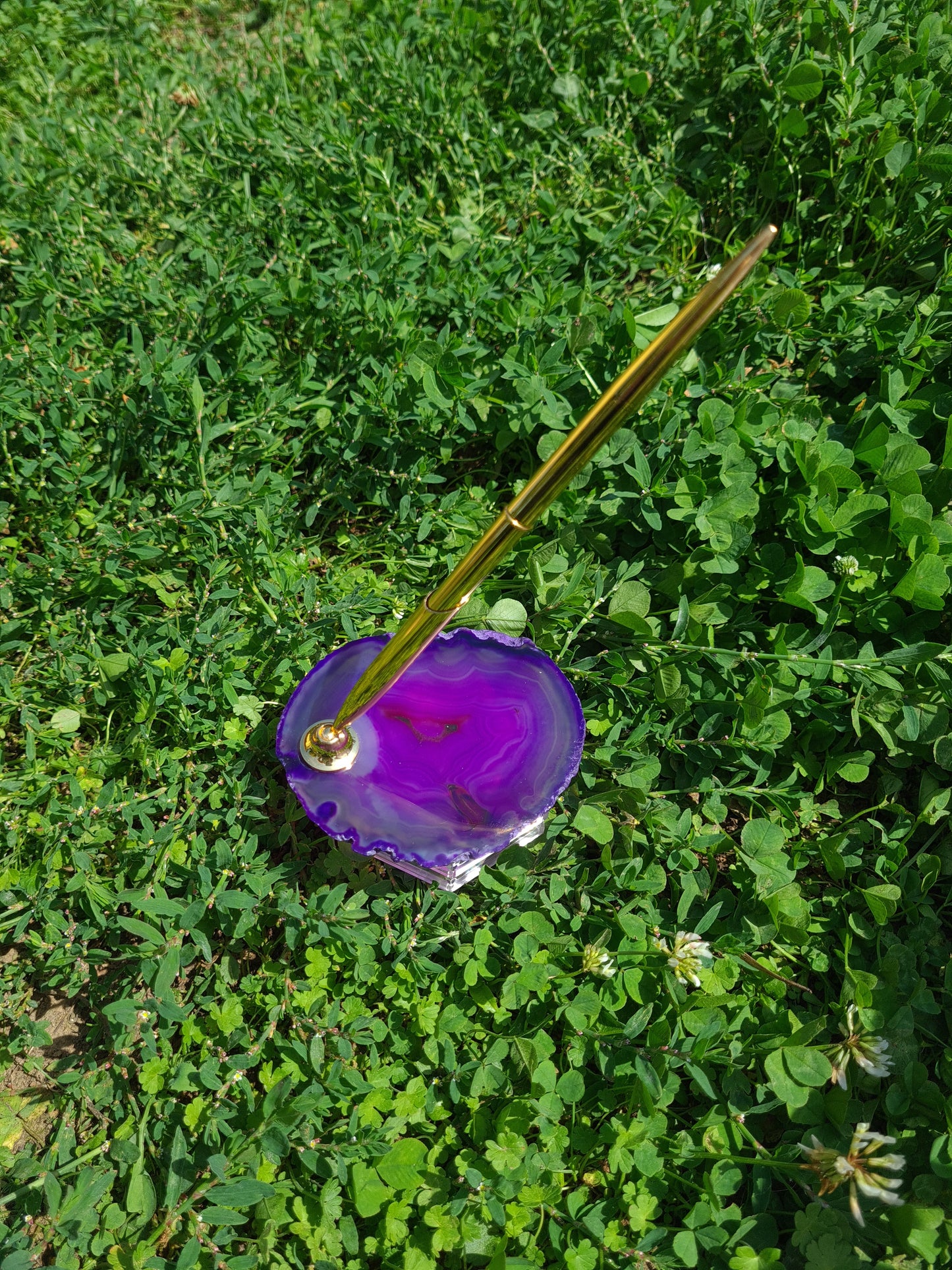Porte stylo en Agate teintée Violette