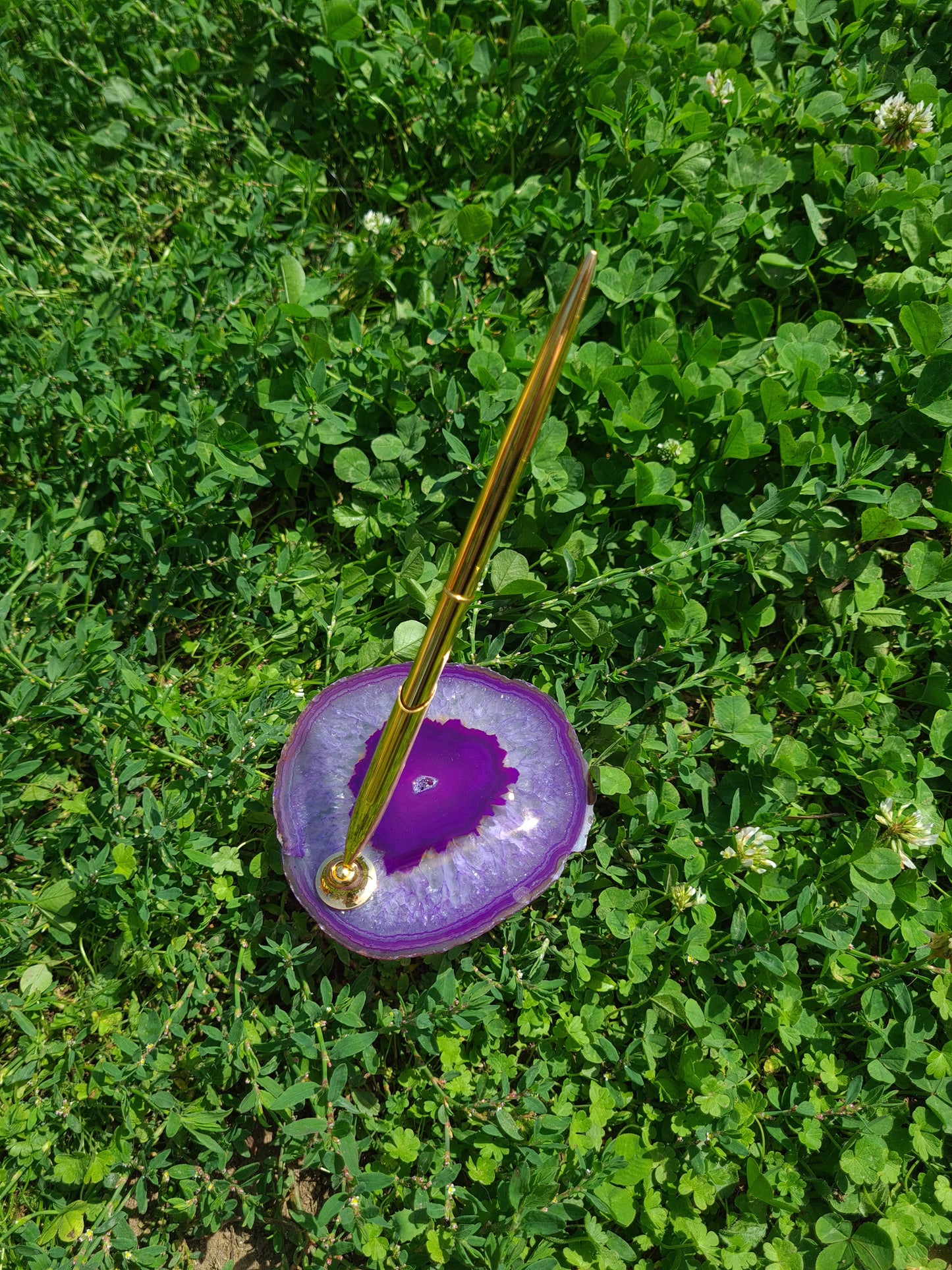 Porte stylo en Agate teintée Violette
