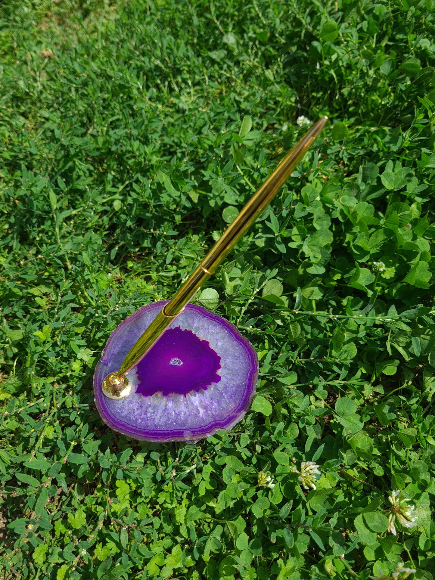 Porte stylo en Agate teintée Violette