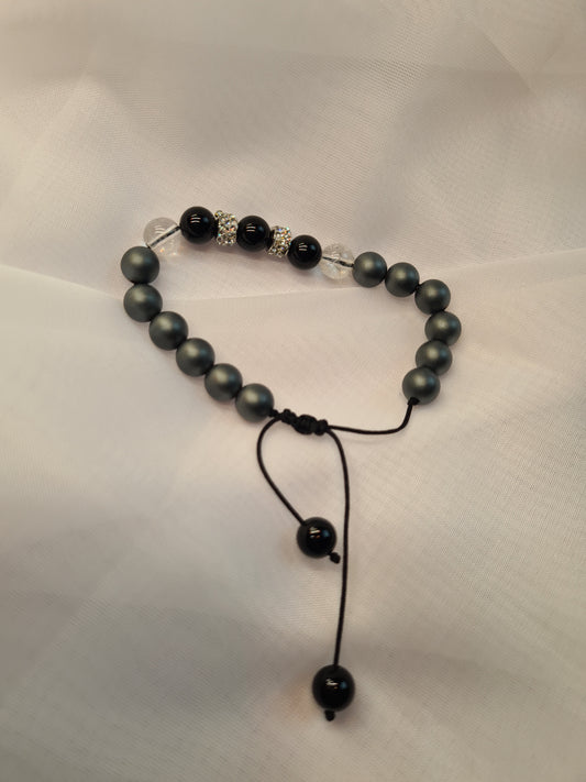 Bracelets perles 8 mm Réglable Fil fin noir