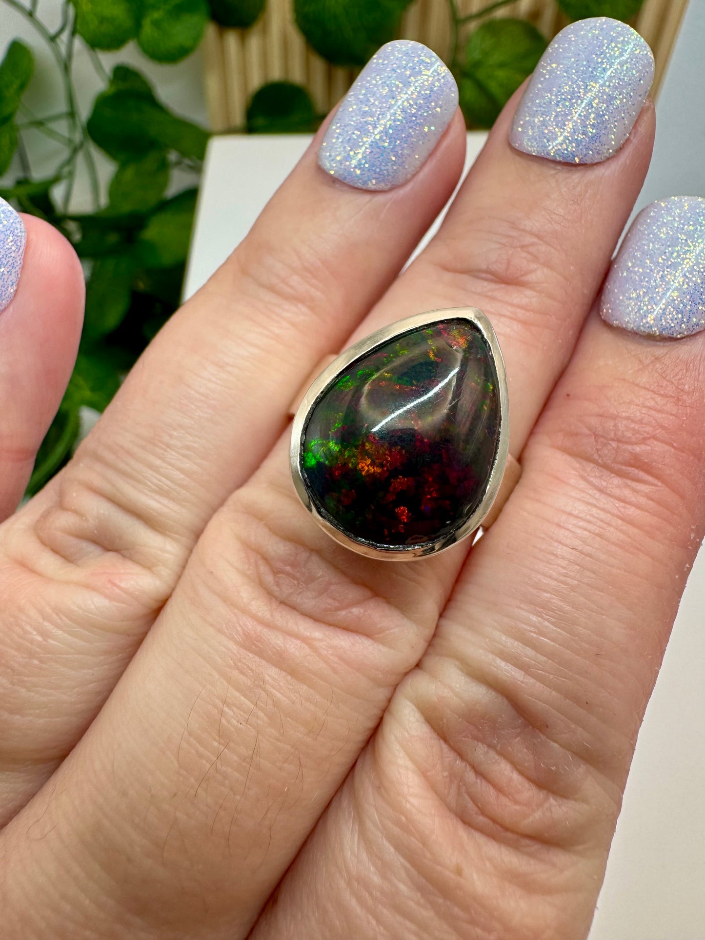 Bague Opale Noire taille 58