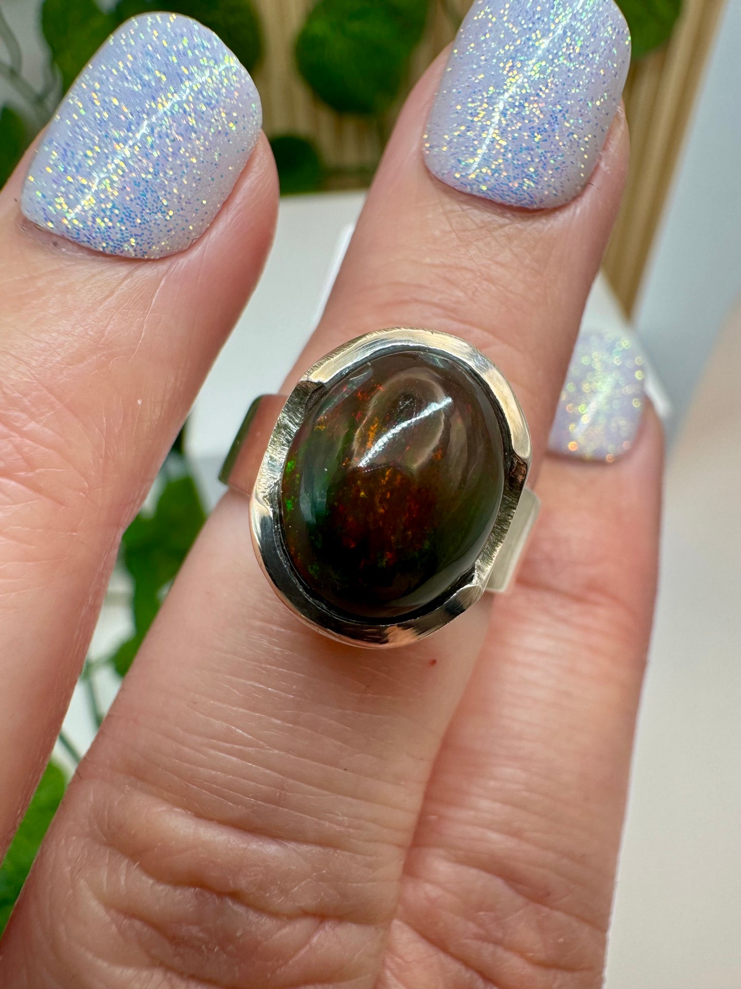 Bague Opale Noire taille 52