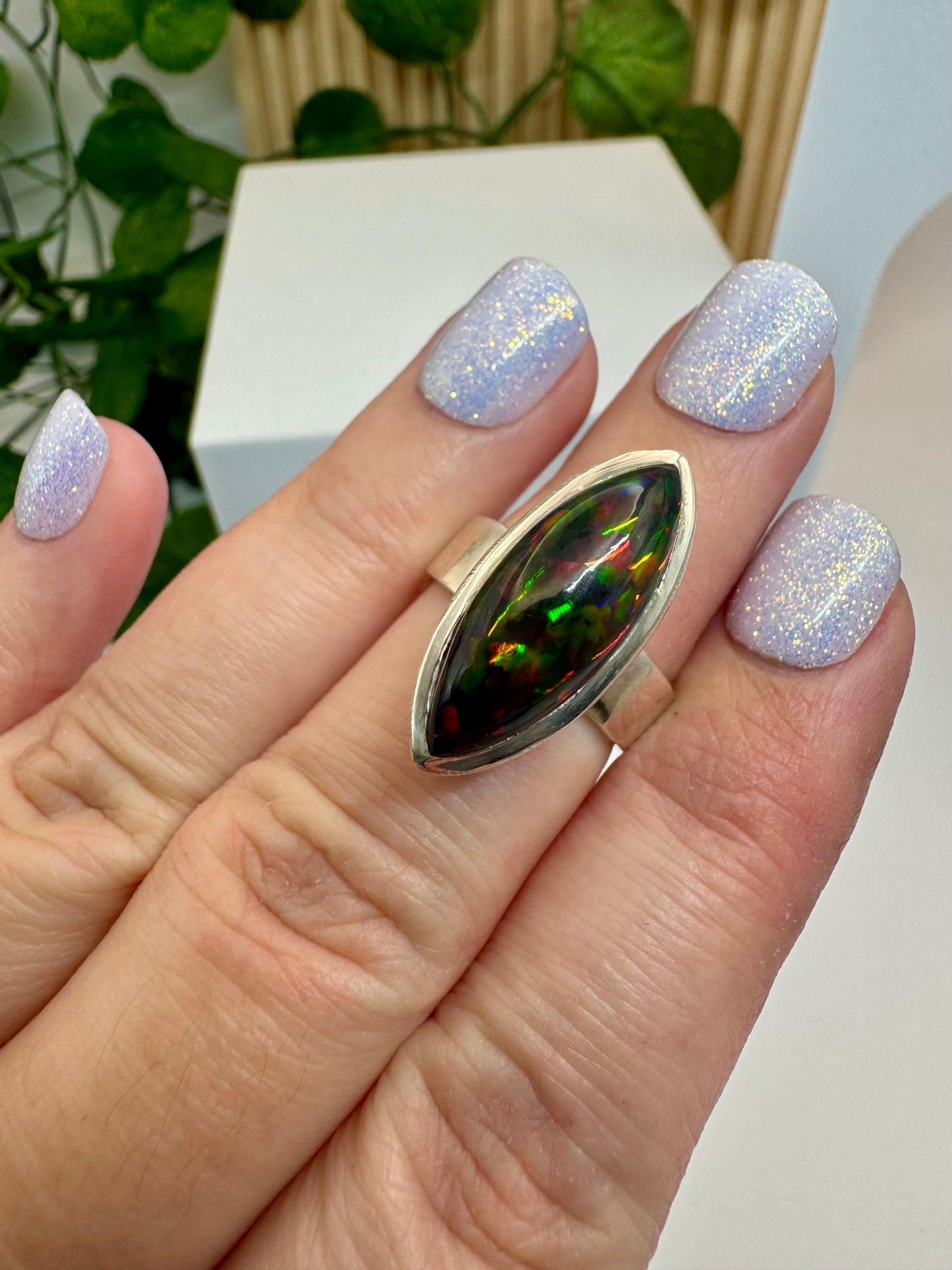 Bague Opale Noire taille 54