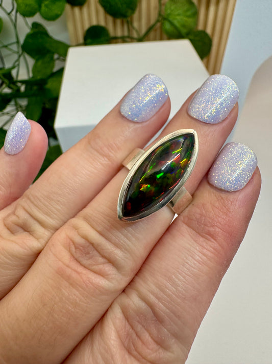 Bague Opale Noire taille 54