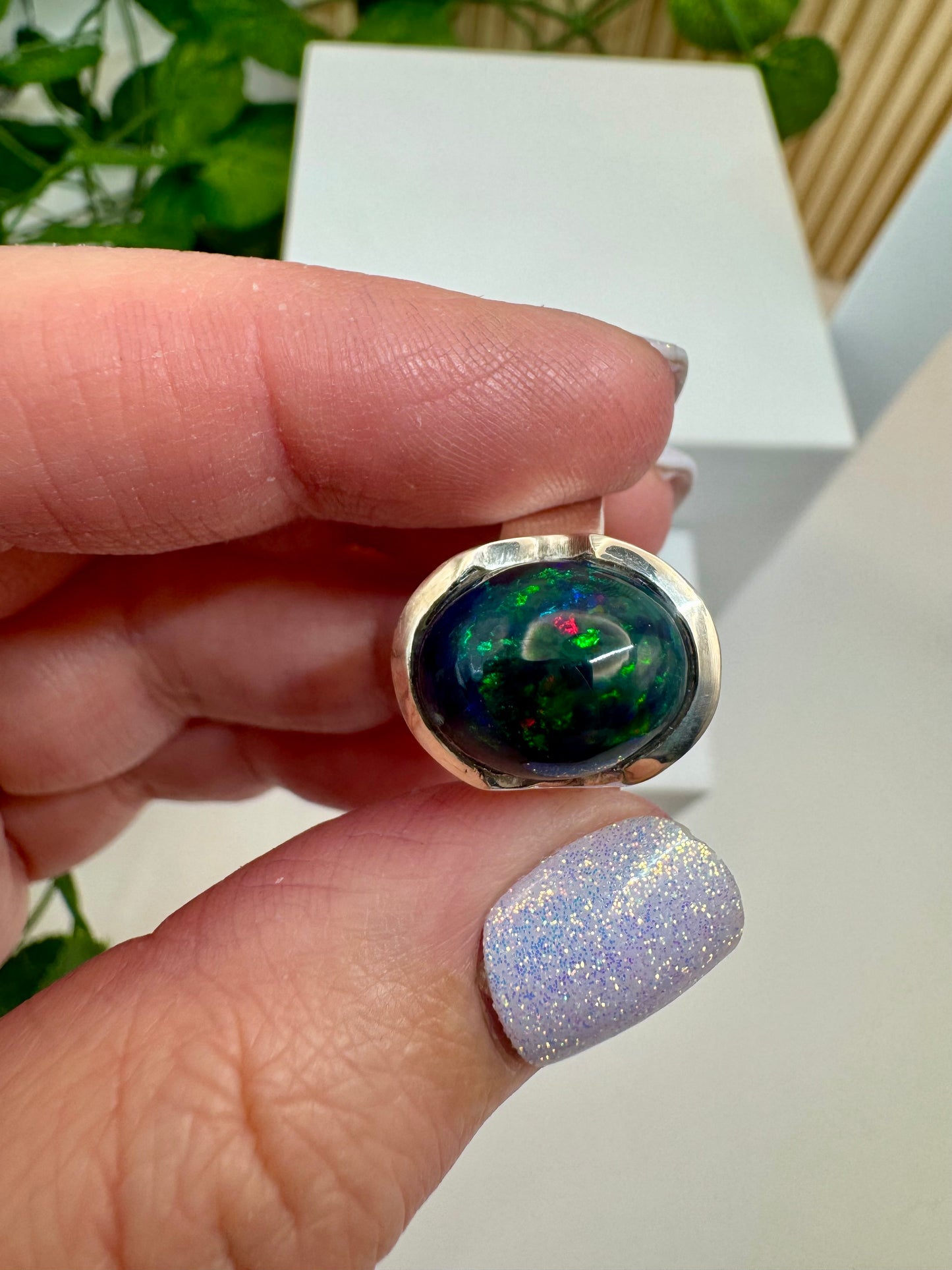 Bague Opale Noire taille 54