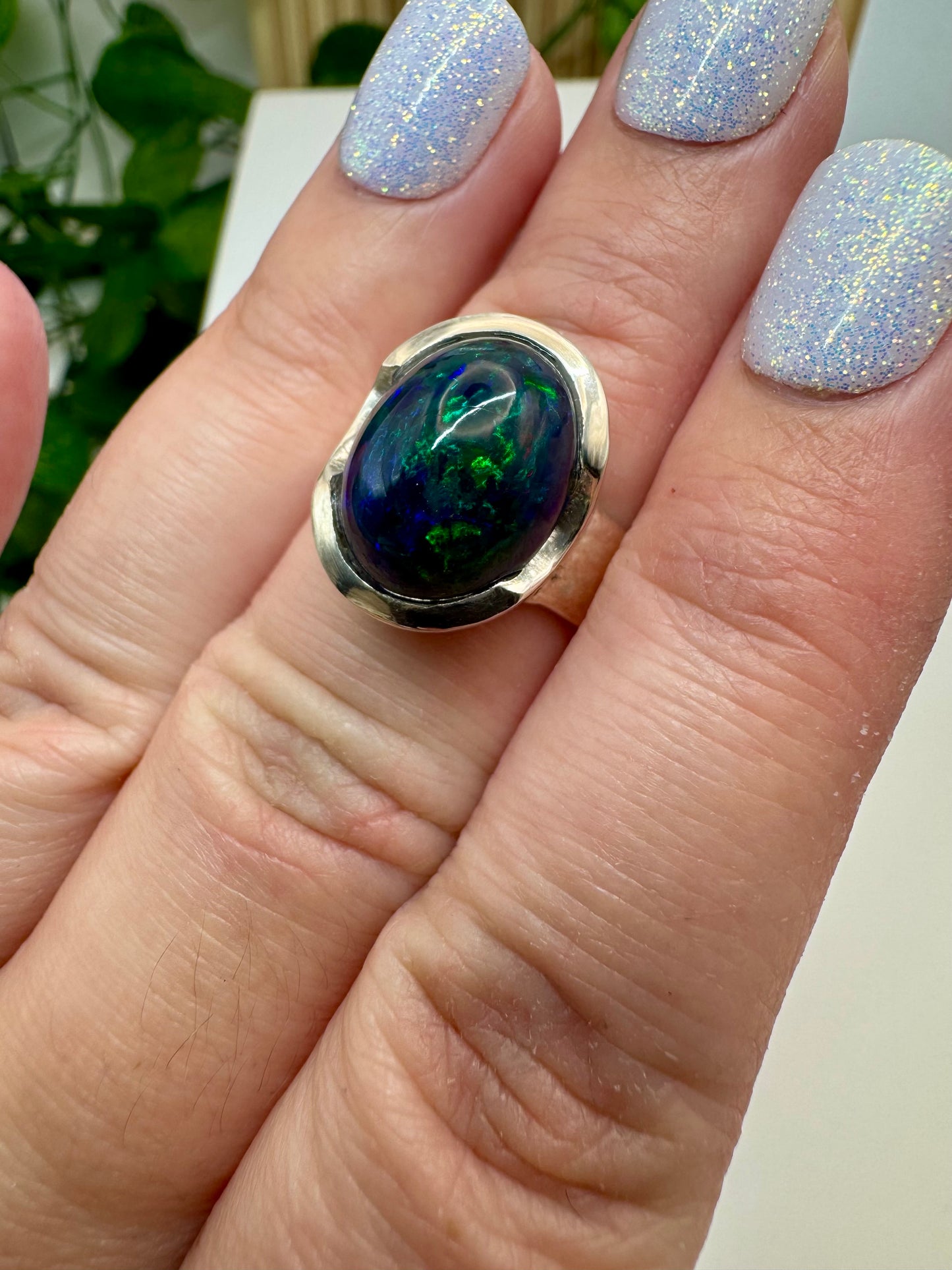 Bague Opale Noire taille 54