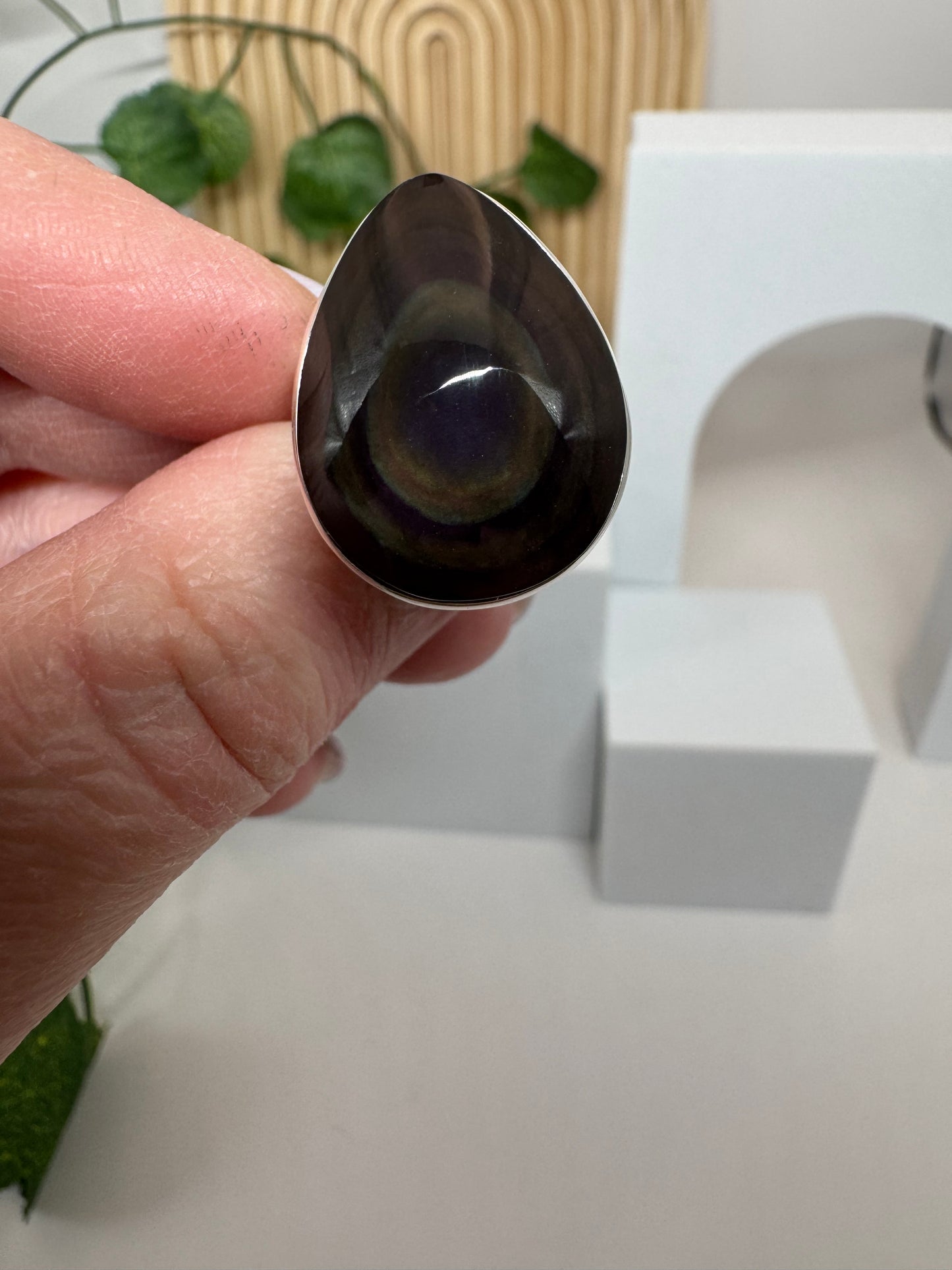 Bague réglable Obsidienne Œil Céleste