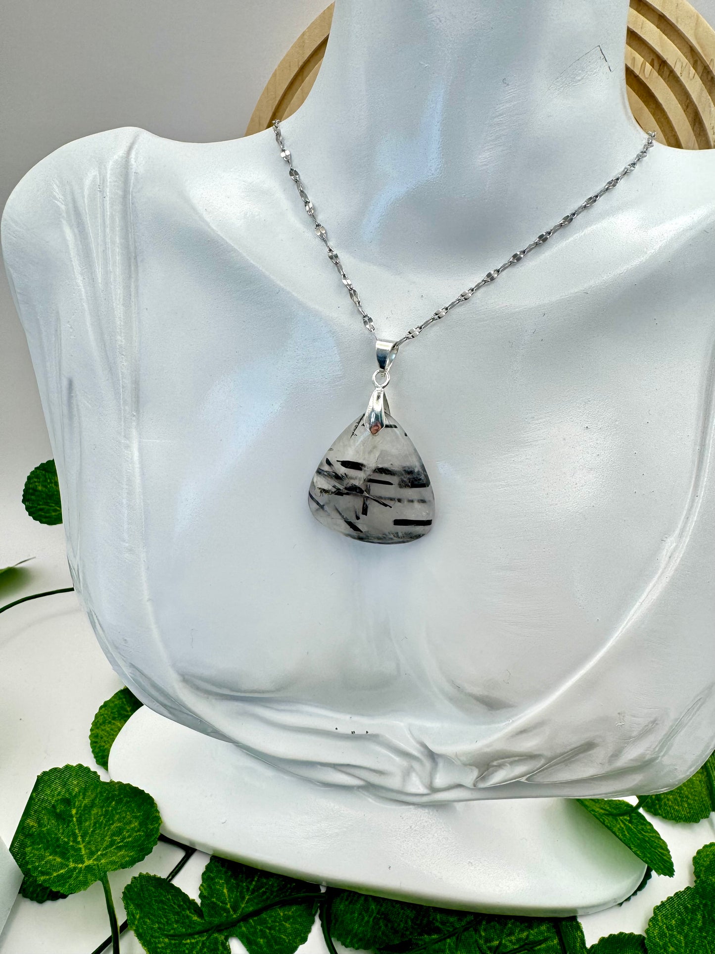 Pendentif Quartz Tourmaline triangulaire