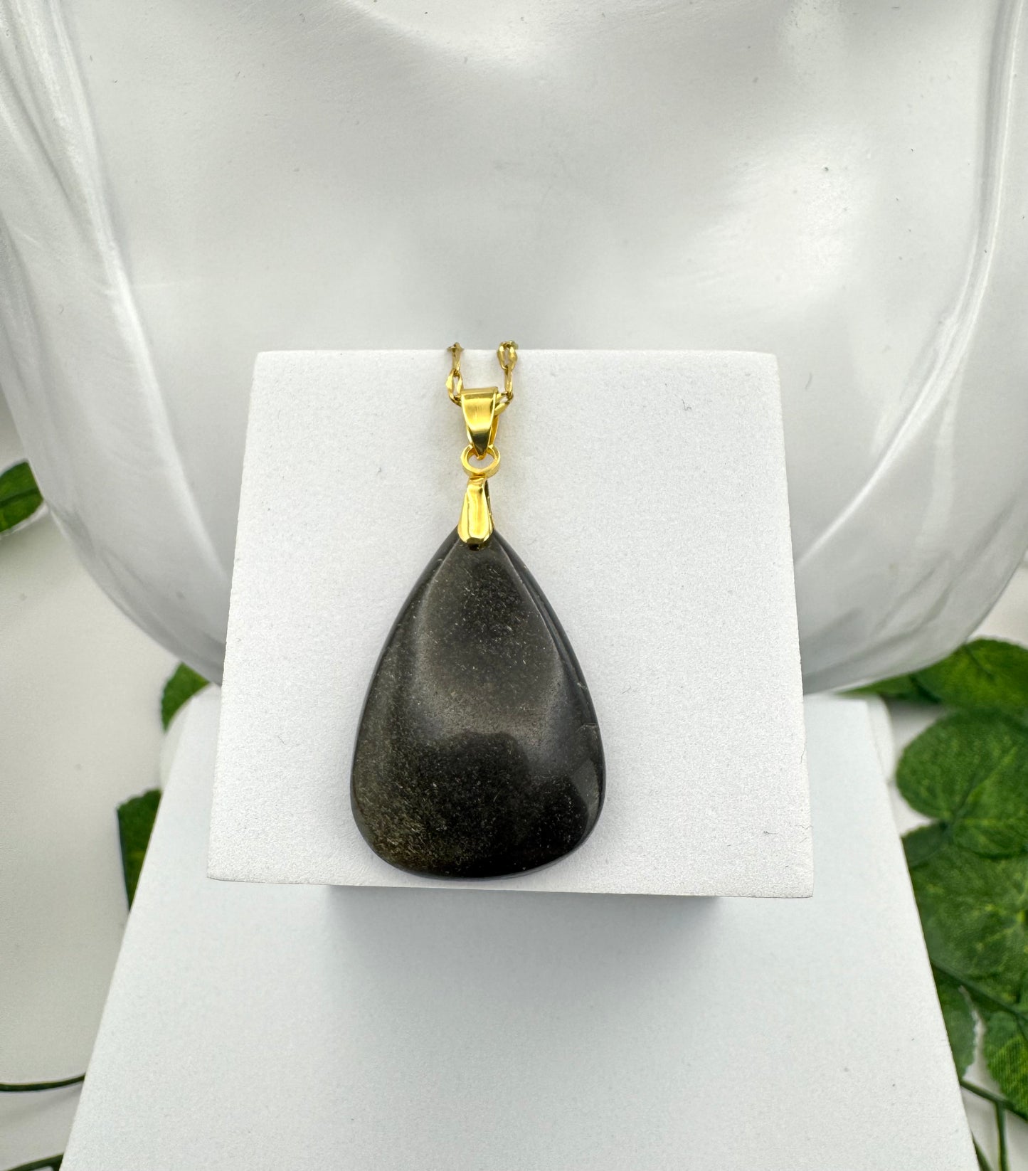 Pendentif Obsidienne Doré