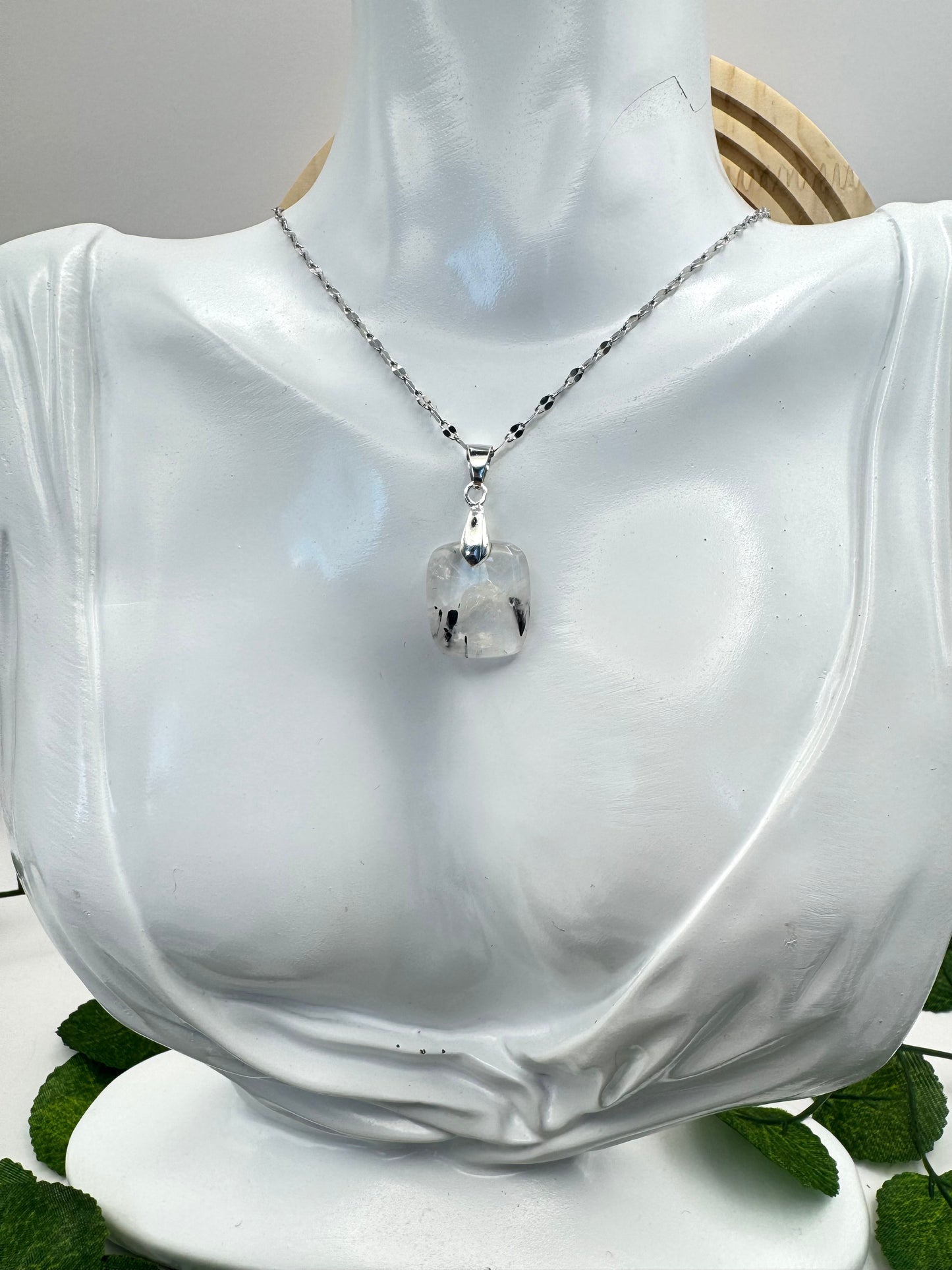 Pendentif Quartz Tourmaline carré