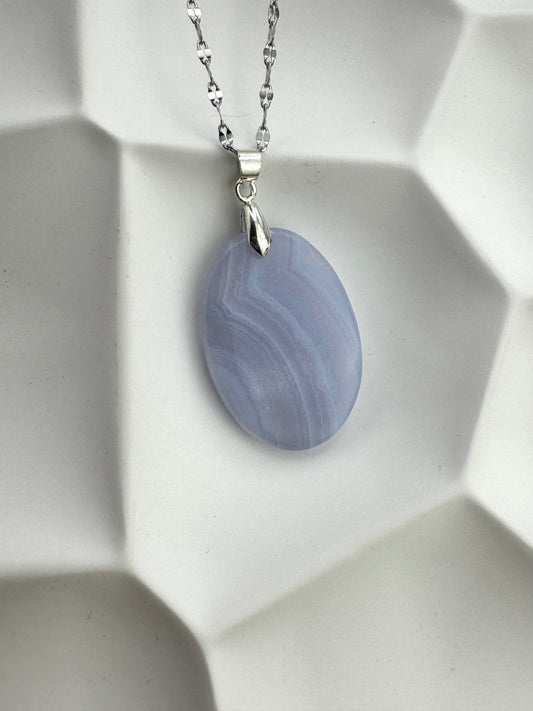 Pendentif Calcédoine Ovale