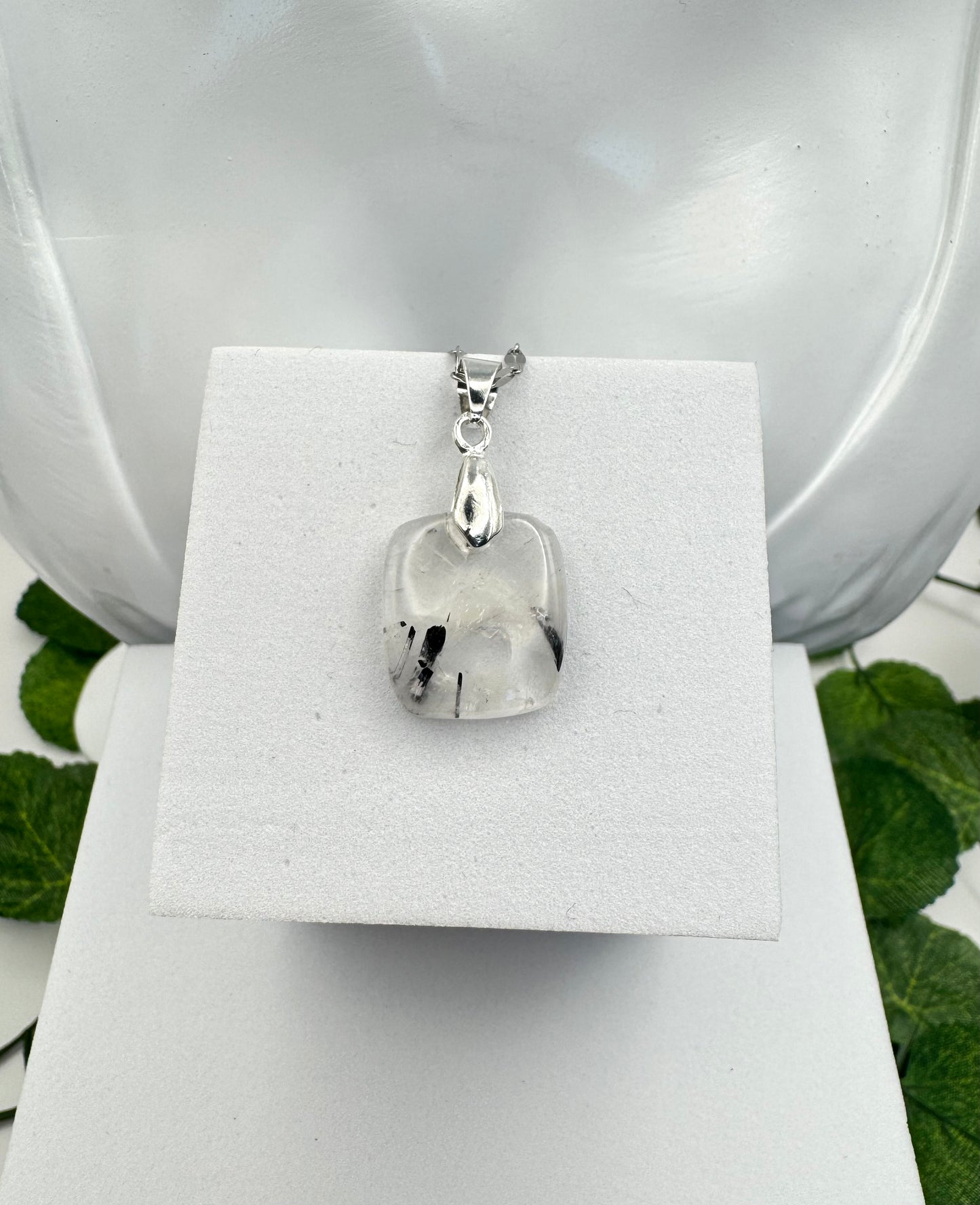 Pendentif Quartz Tourmaline carré