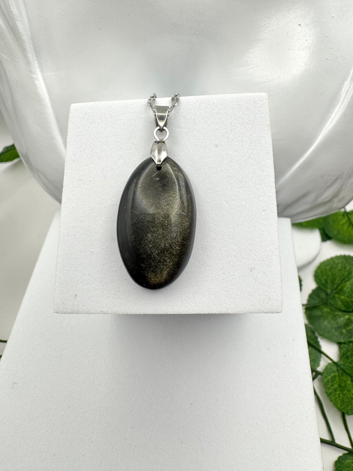 Pendentif Obsidienne Doré