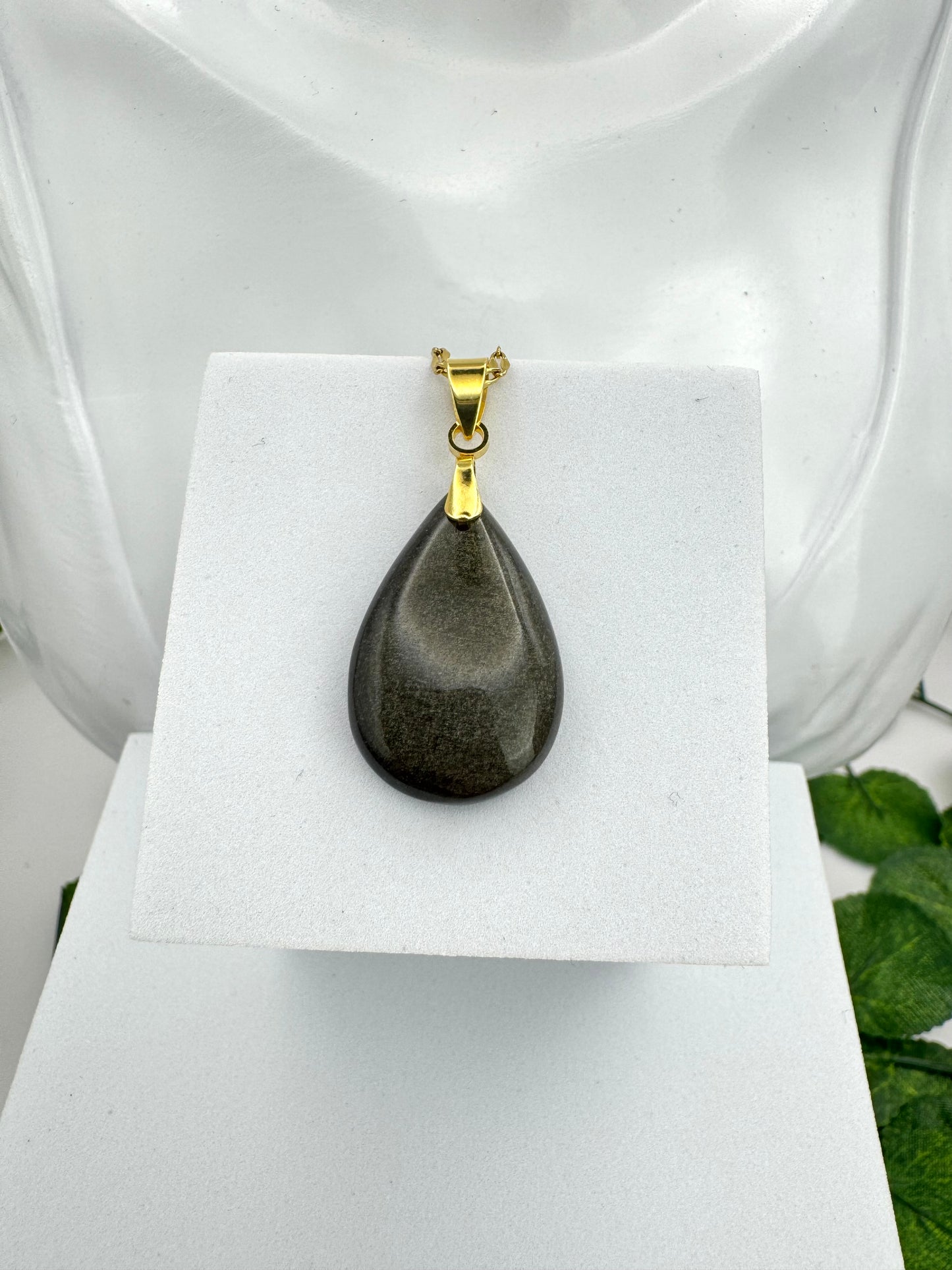 Pendentif Obsidienne Doré