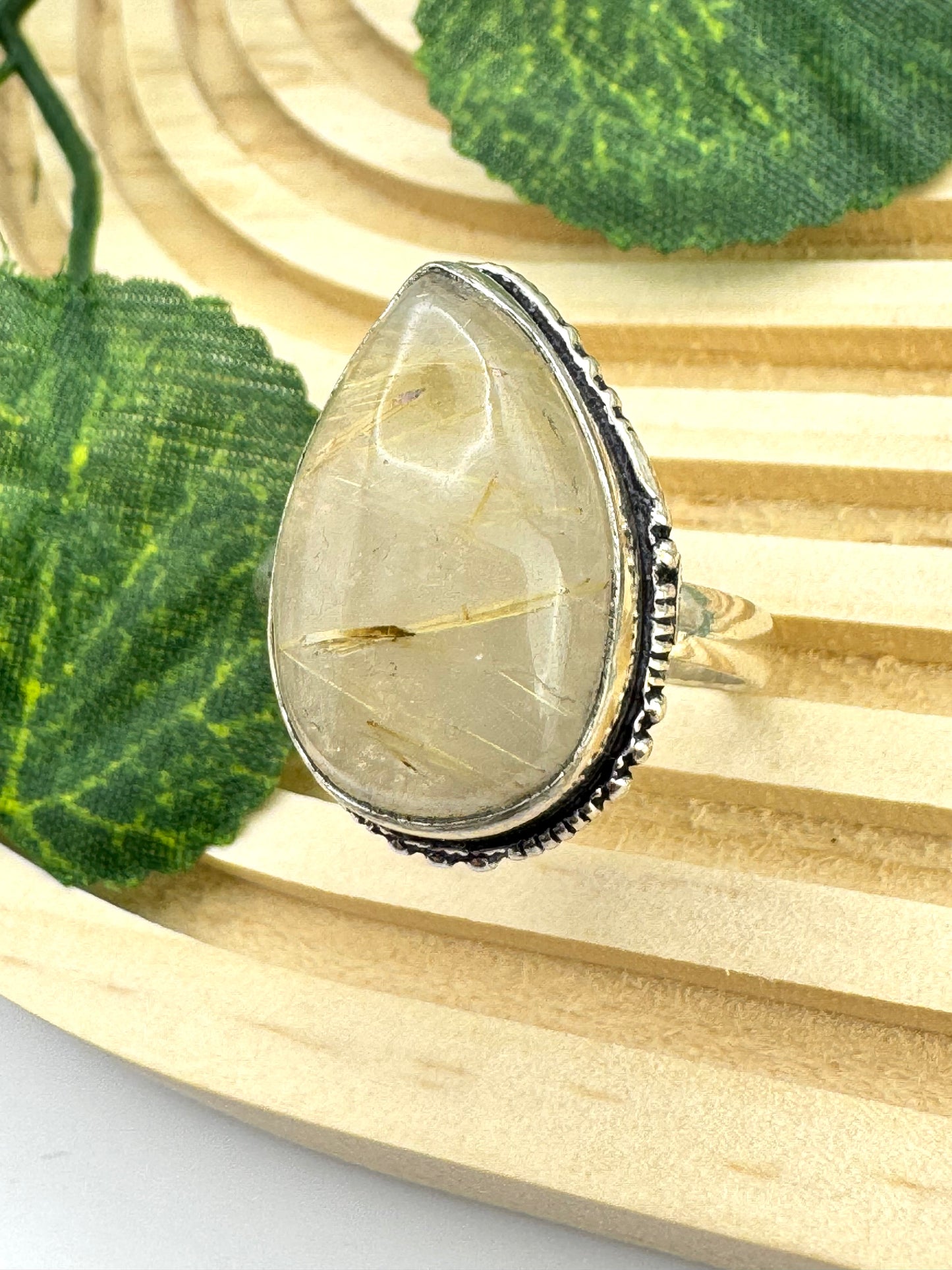 Bague Quartz Rutile Doré