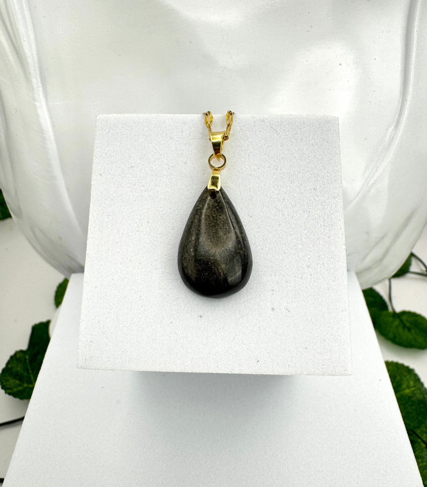 Pendentif Obsidienne Doré
