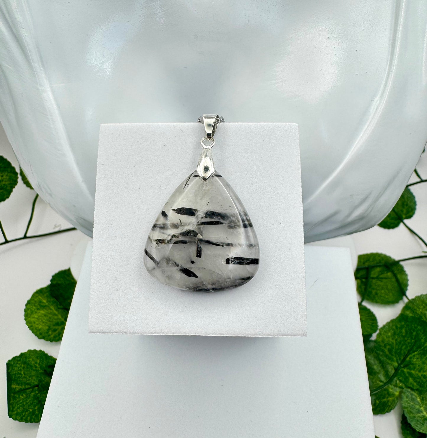 Pendentif Quartz Tourmaline triangulaire