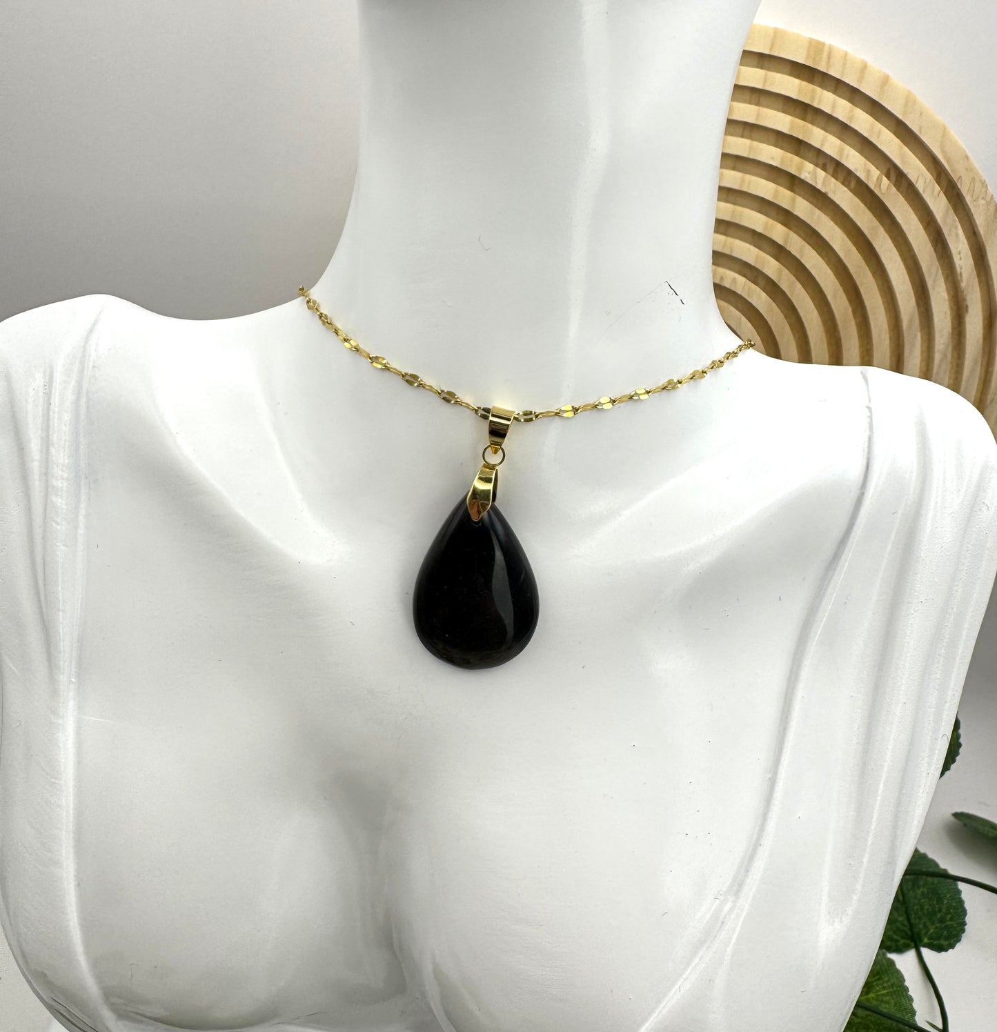 Pendentif Obsidienne Doré