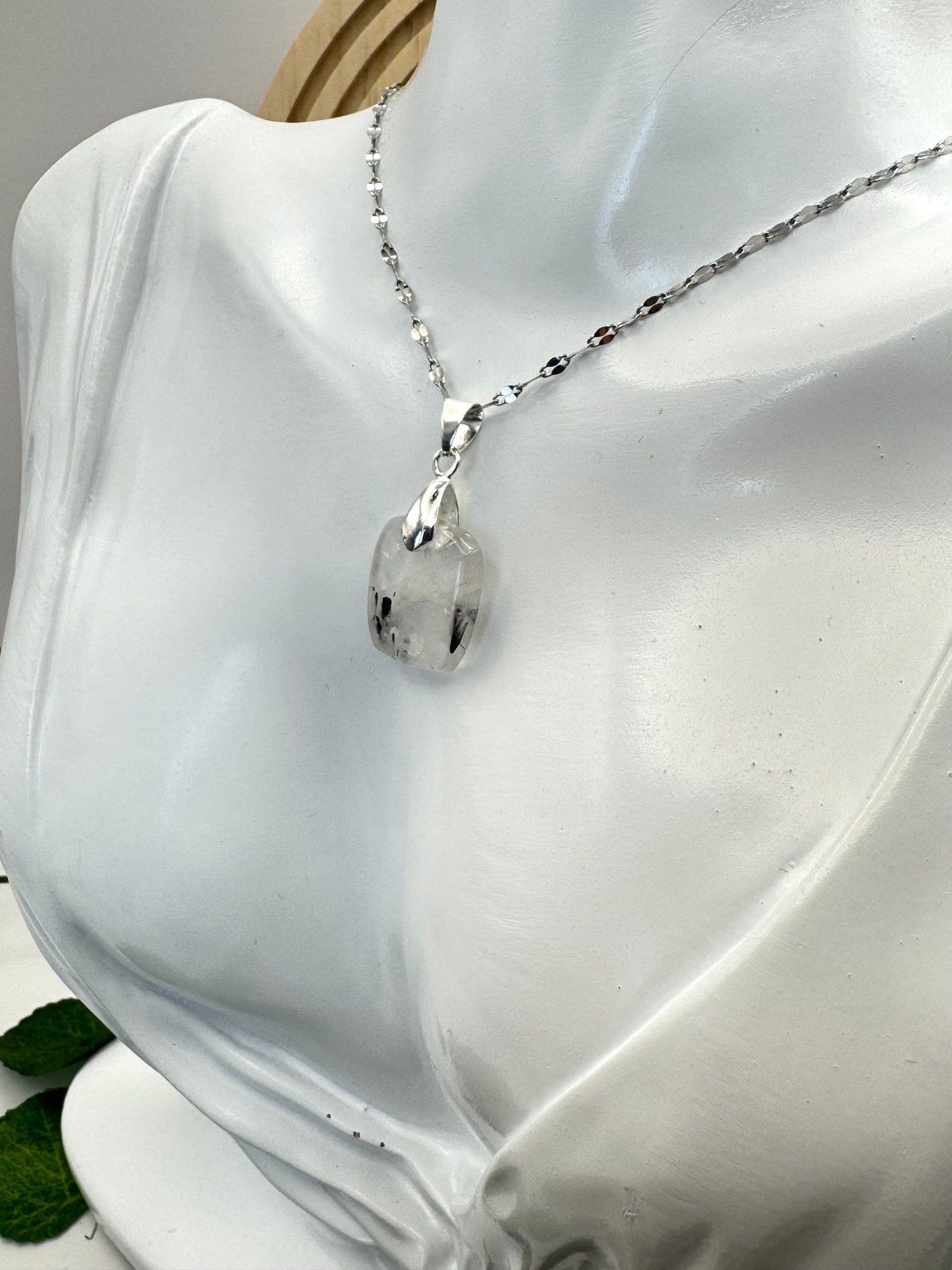 Pendentif Quartz Tourmaline carré