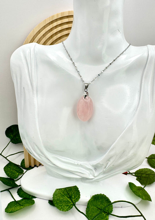 Pendentif Quartz Rose Ovale