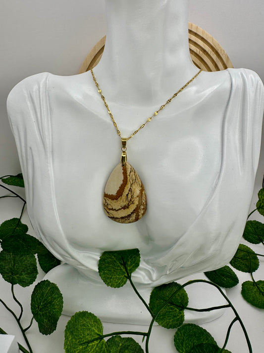 Pendentif Jaspe Paysage goutte