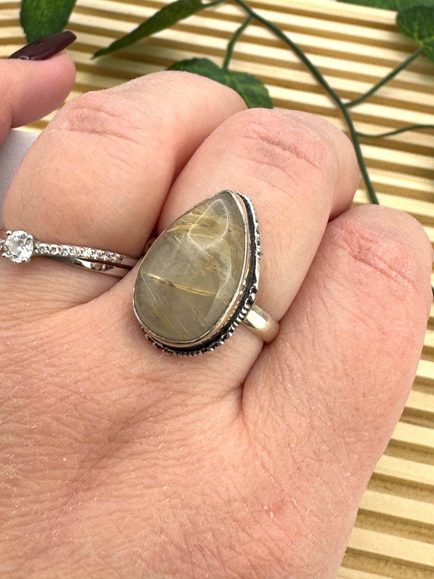 Bague Quartz Rutile Doré