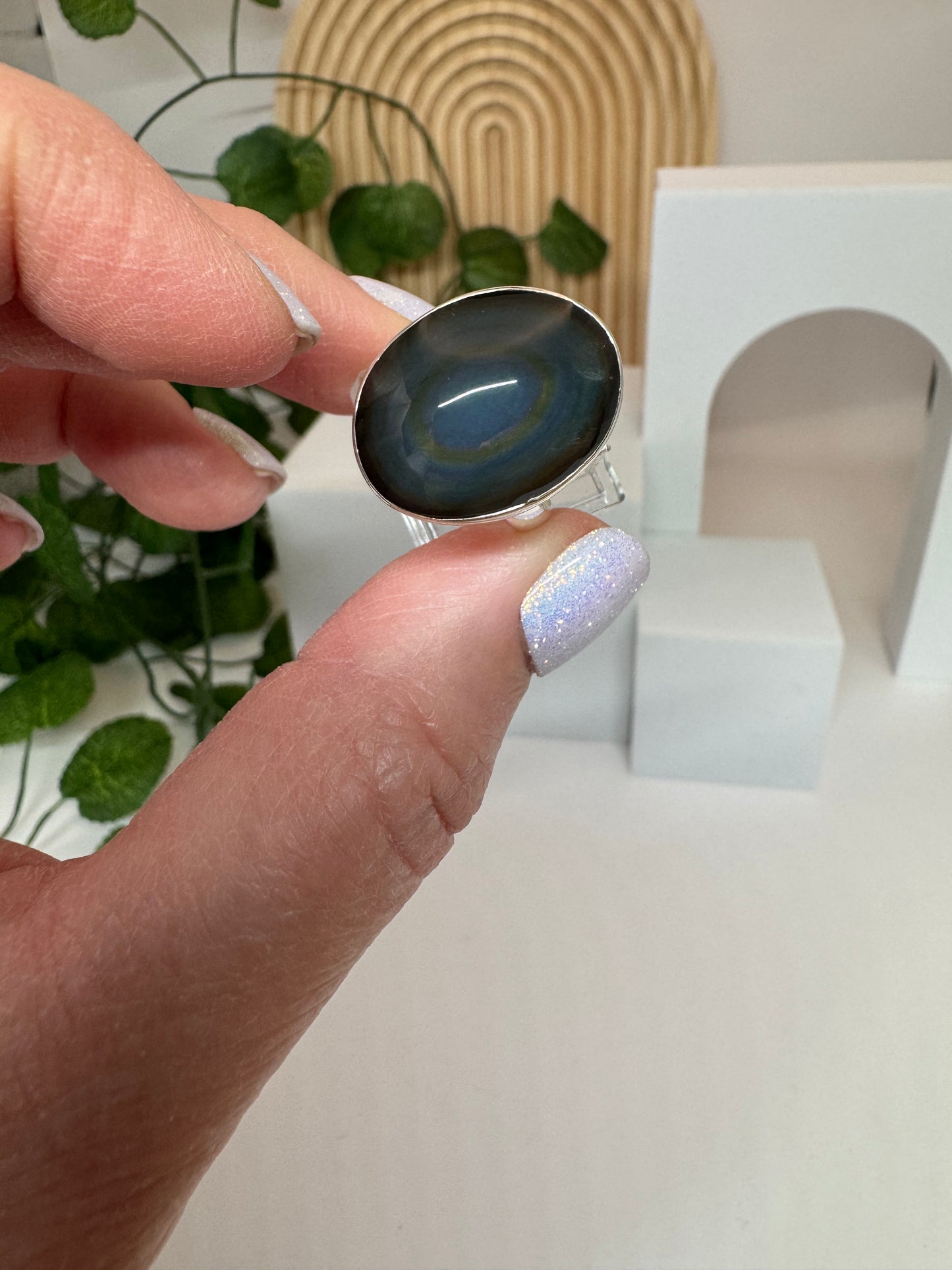 Bague réglable Obsidienne Œil Céleste