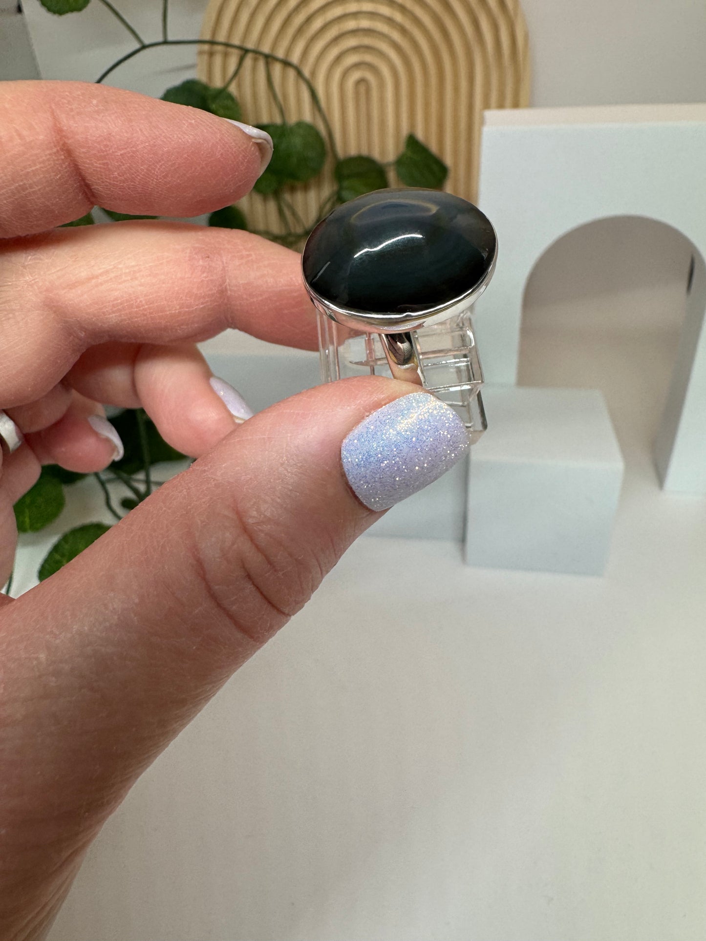 Bague réglable Obsidienne Œil Céleste
