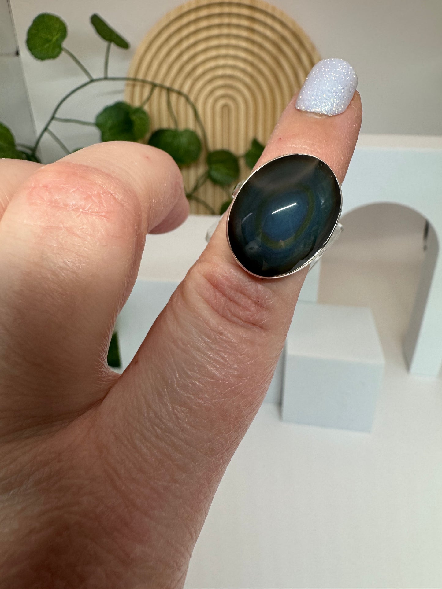 Bague réglable Obsidienne Œil Céleste