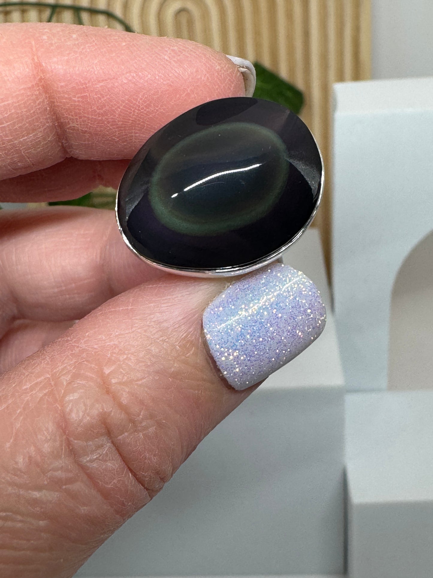 Bague réglable Obsidienne Œil Céleste