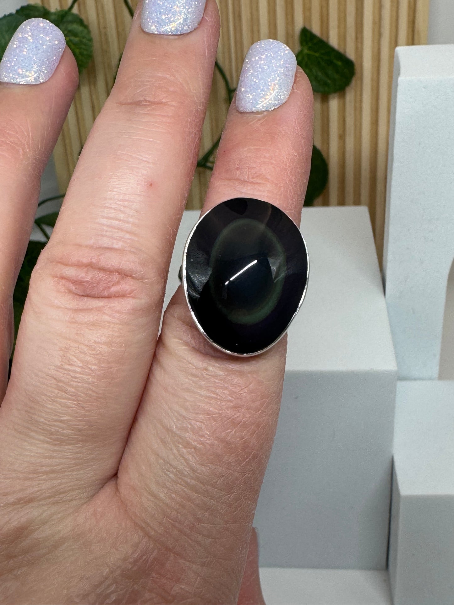 Bague réglable Obsidienne Œil Céleste