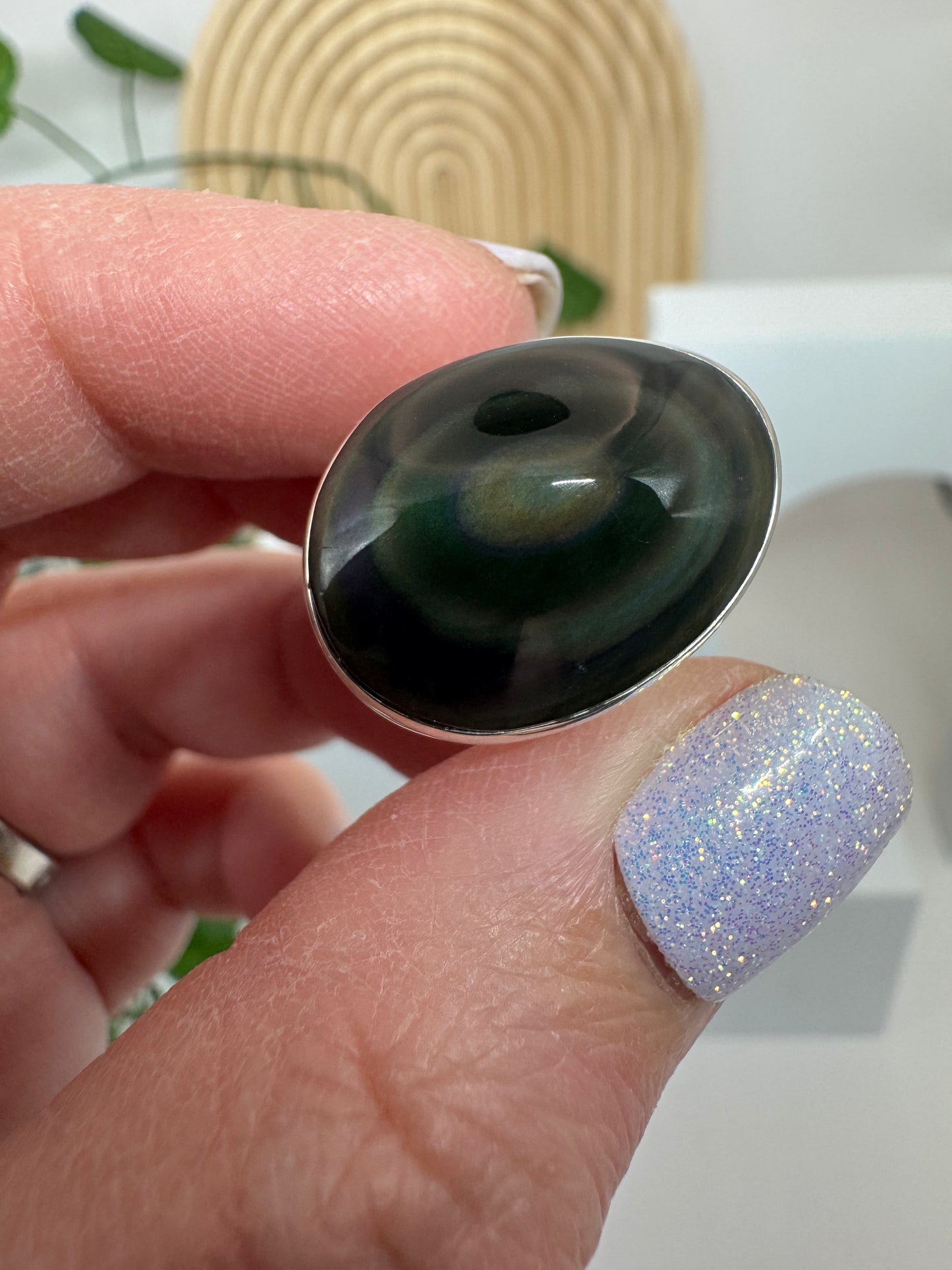 Bague réglable Obsidienne Œil Céleste