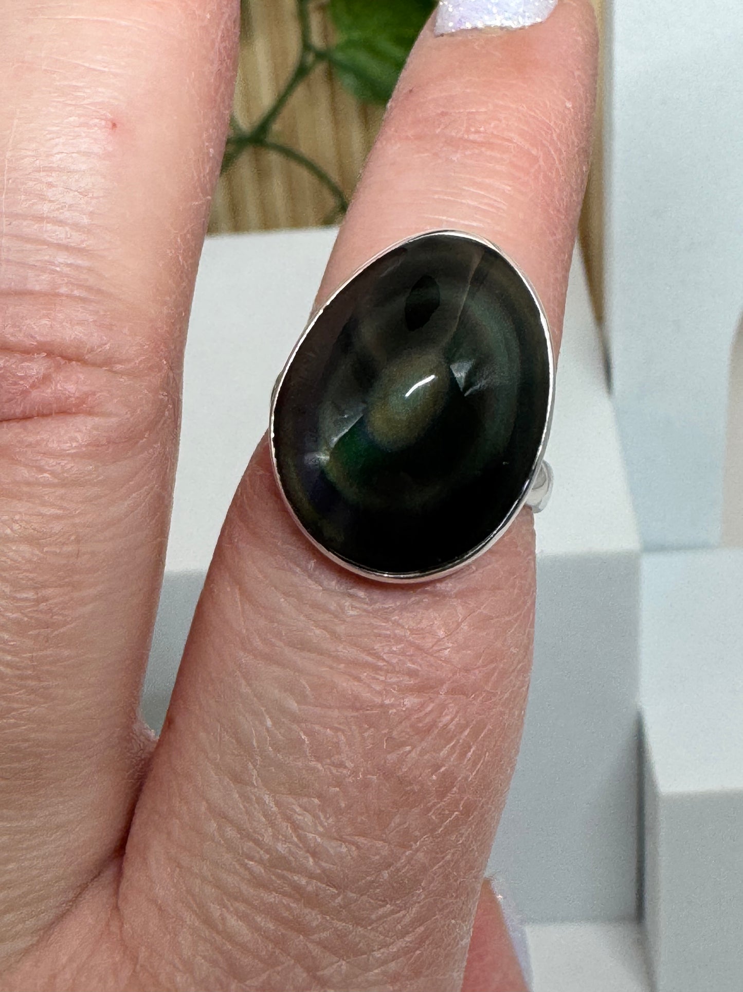 Bague réglable Obsidienne Œil Céleste