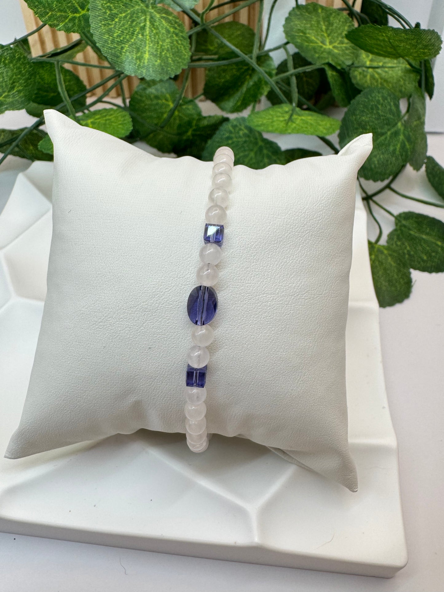 Bracelet Quartz Rose 4 mm & Cristal de Swarovski Améthyste « Douceur et Éclat »