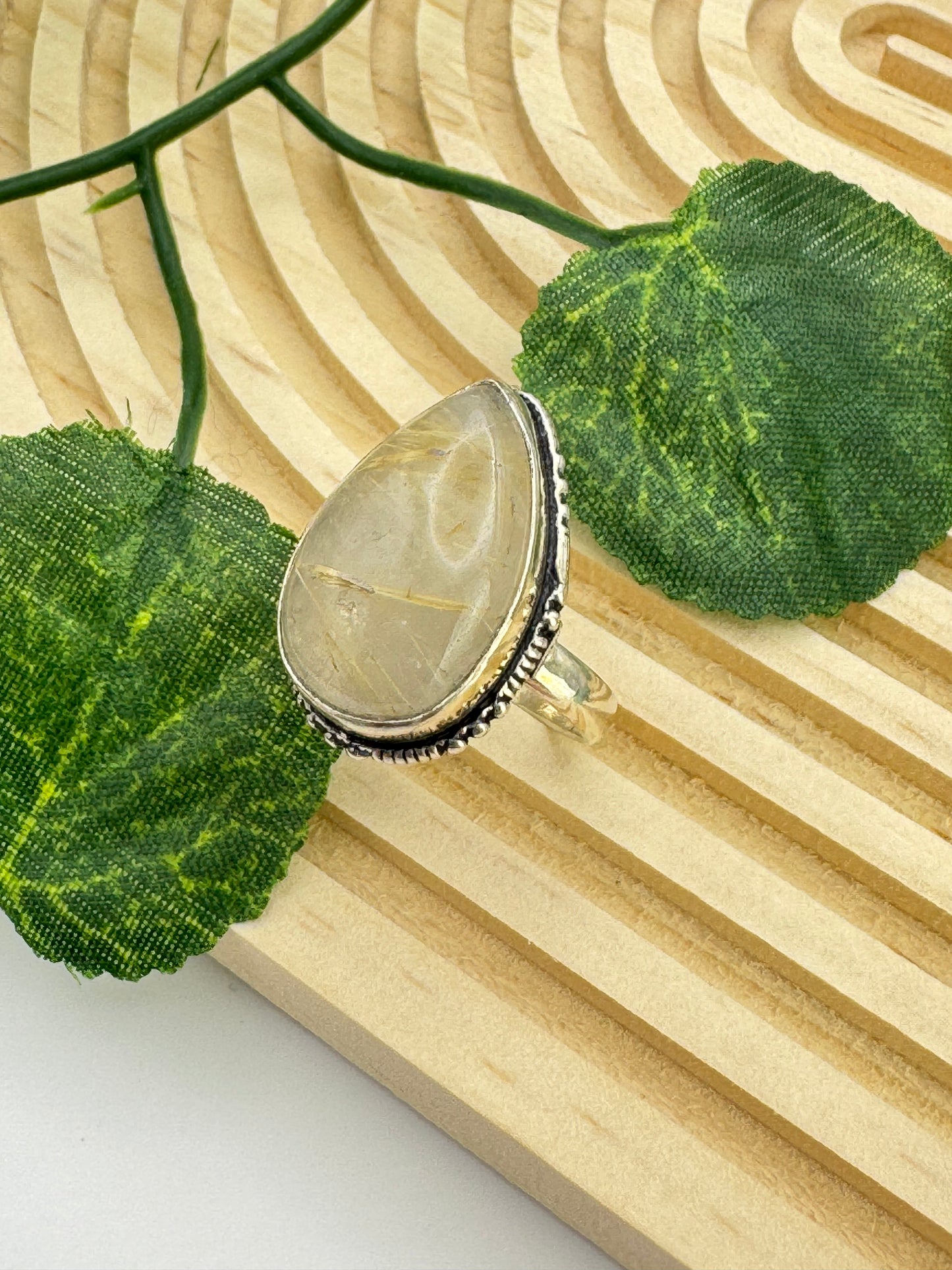 Bague Quartz Rutile Doré